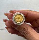 20th Ounce Panda Coin Ring with Diamond Halo