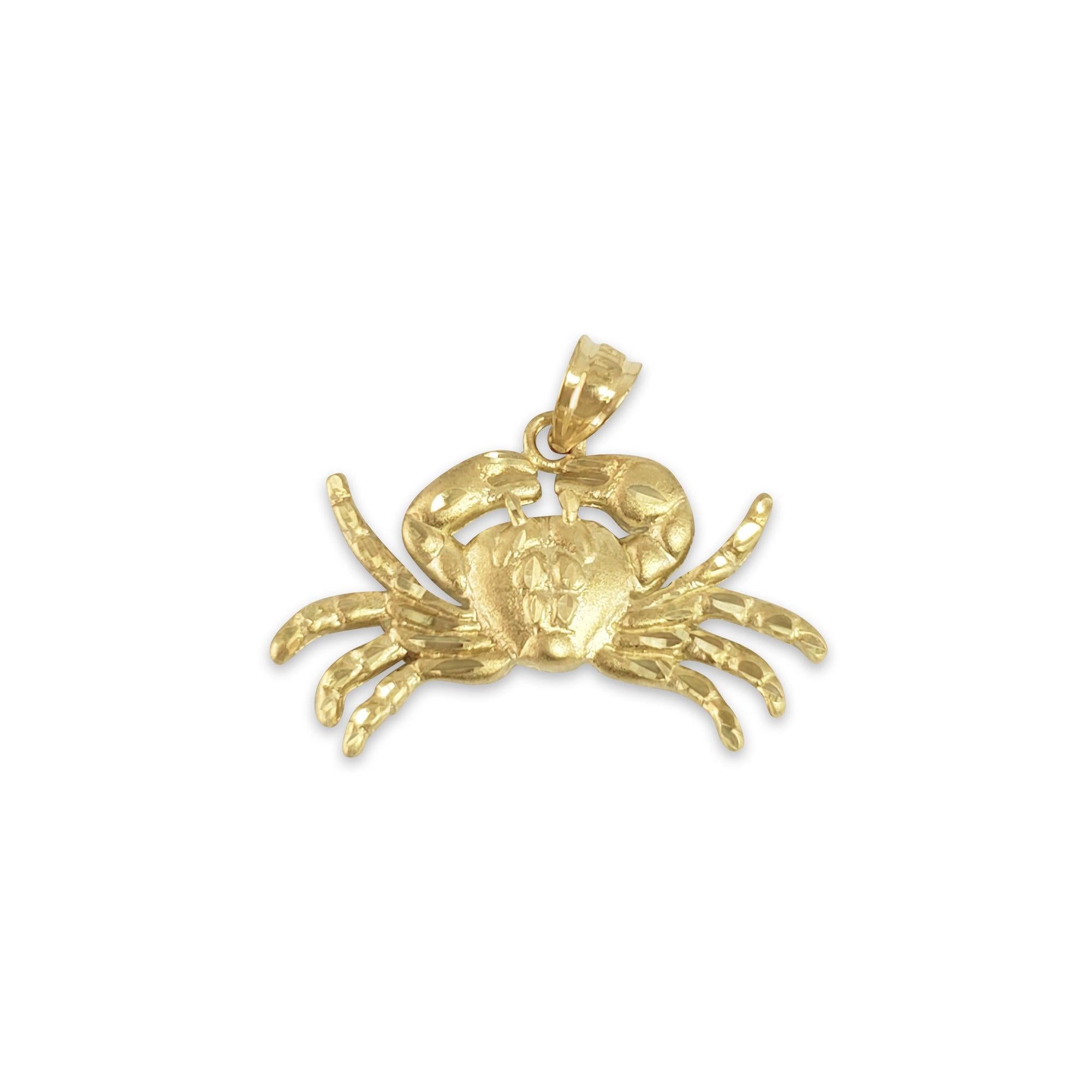 Crab with Diamond Cuts Charm 14k Yellow Gold