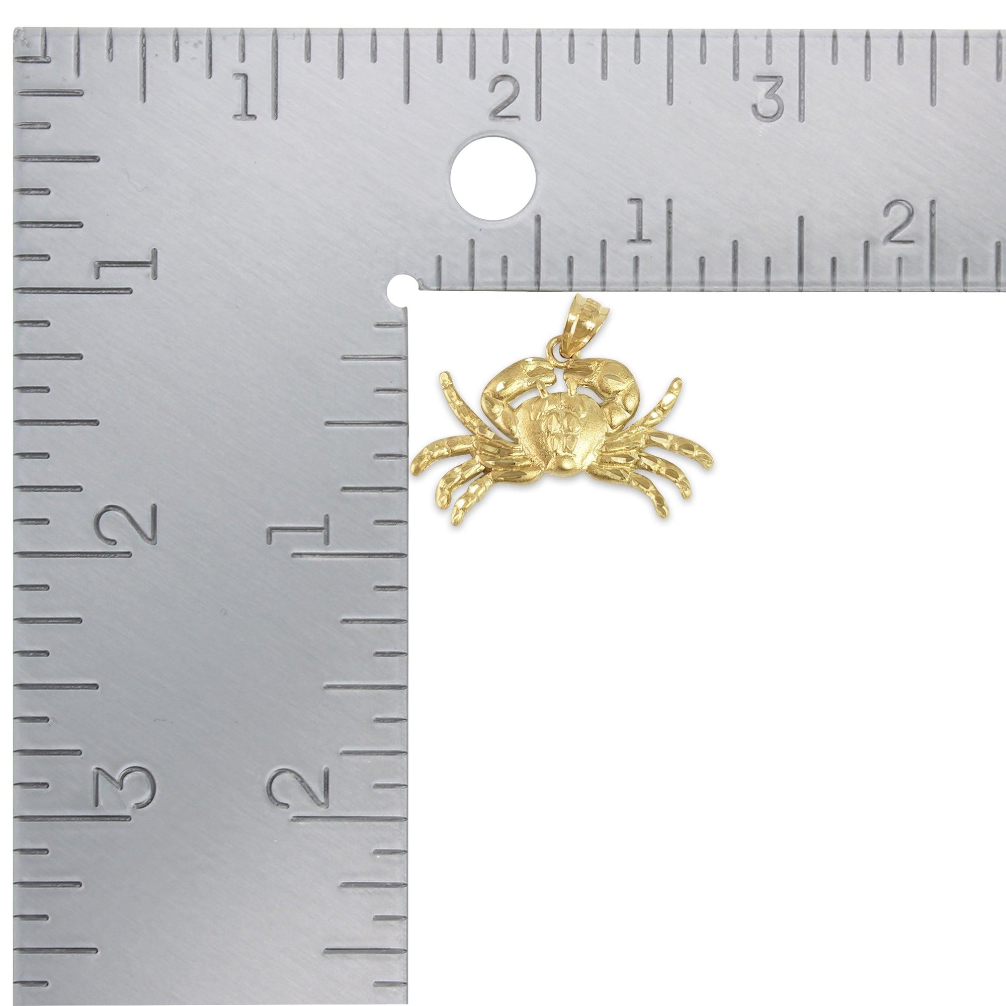 Crab with Diamond Cuts Charm 14k Yellow Gold