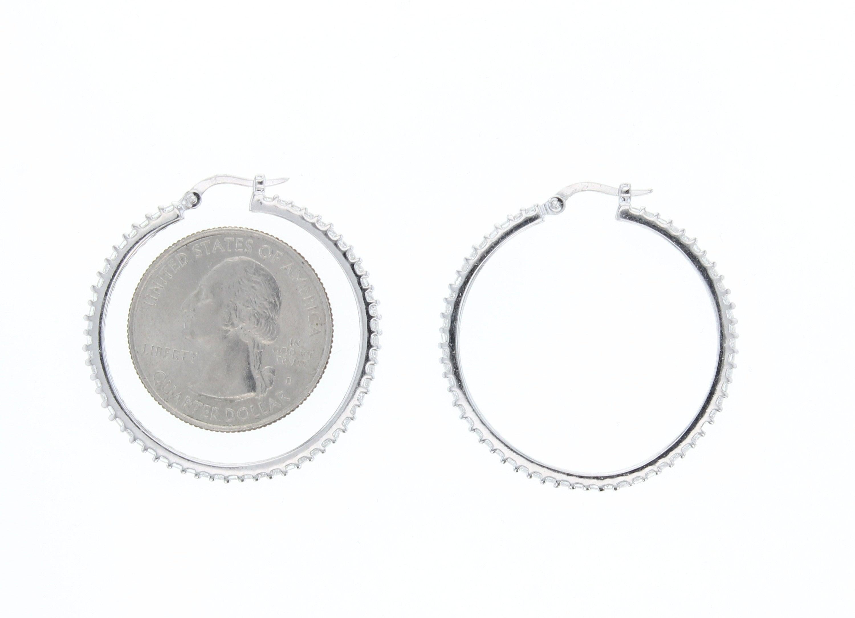 Cubic Zirconia CZ Infiniti Hoops 14k White Gold