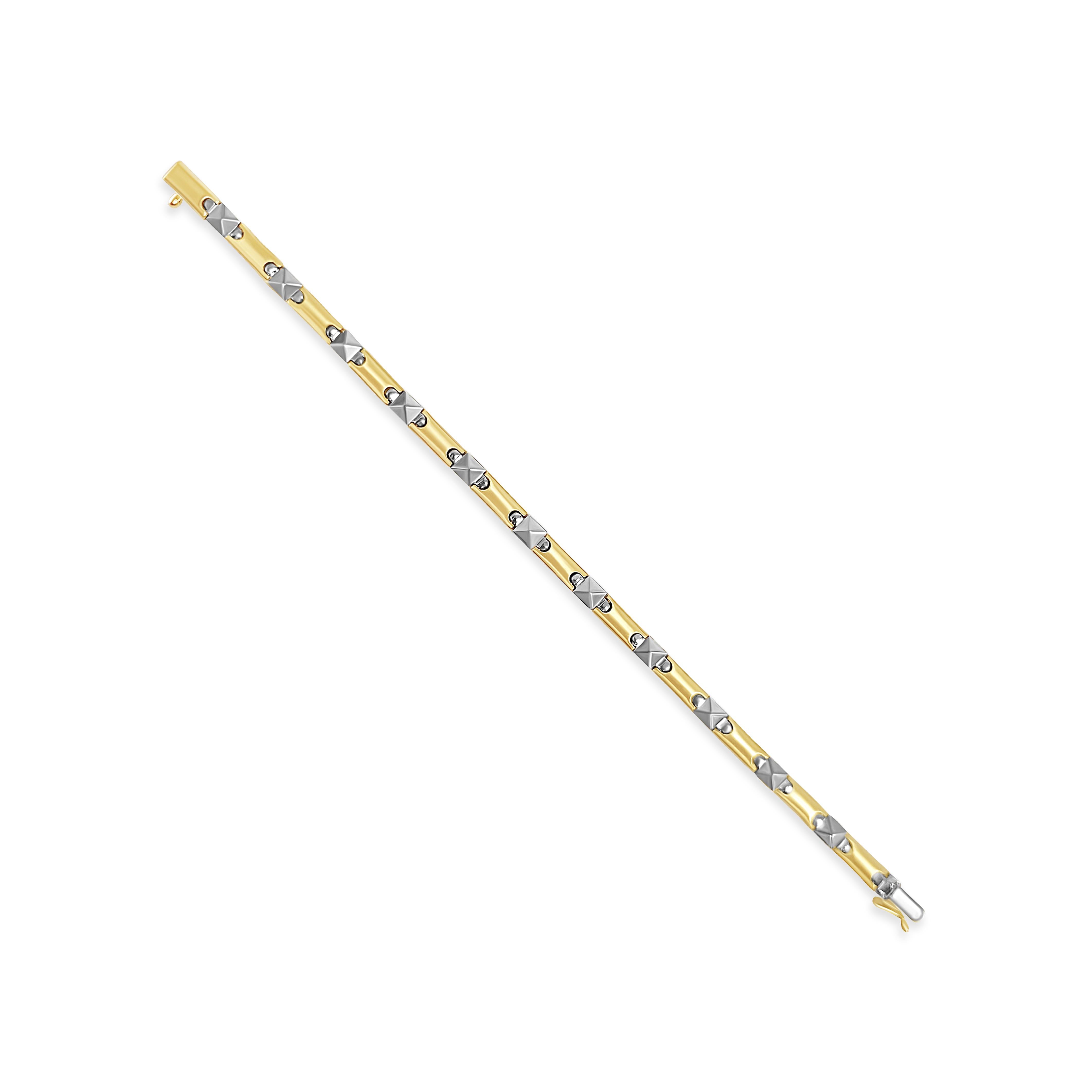 Two-Toned Polished Rectangular Bracelet 14k Yellow Gold
