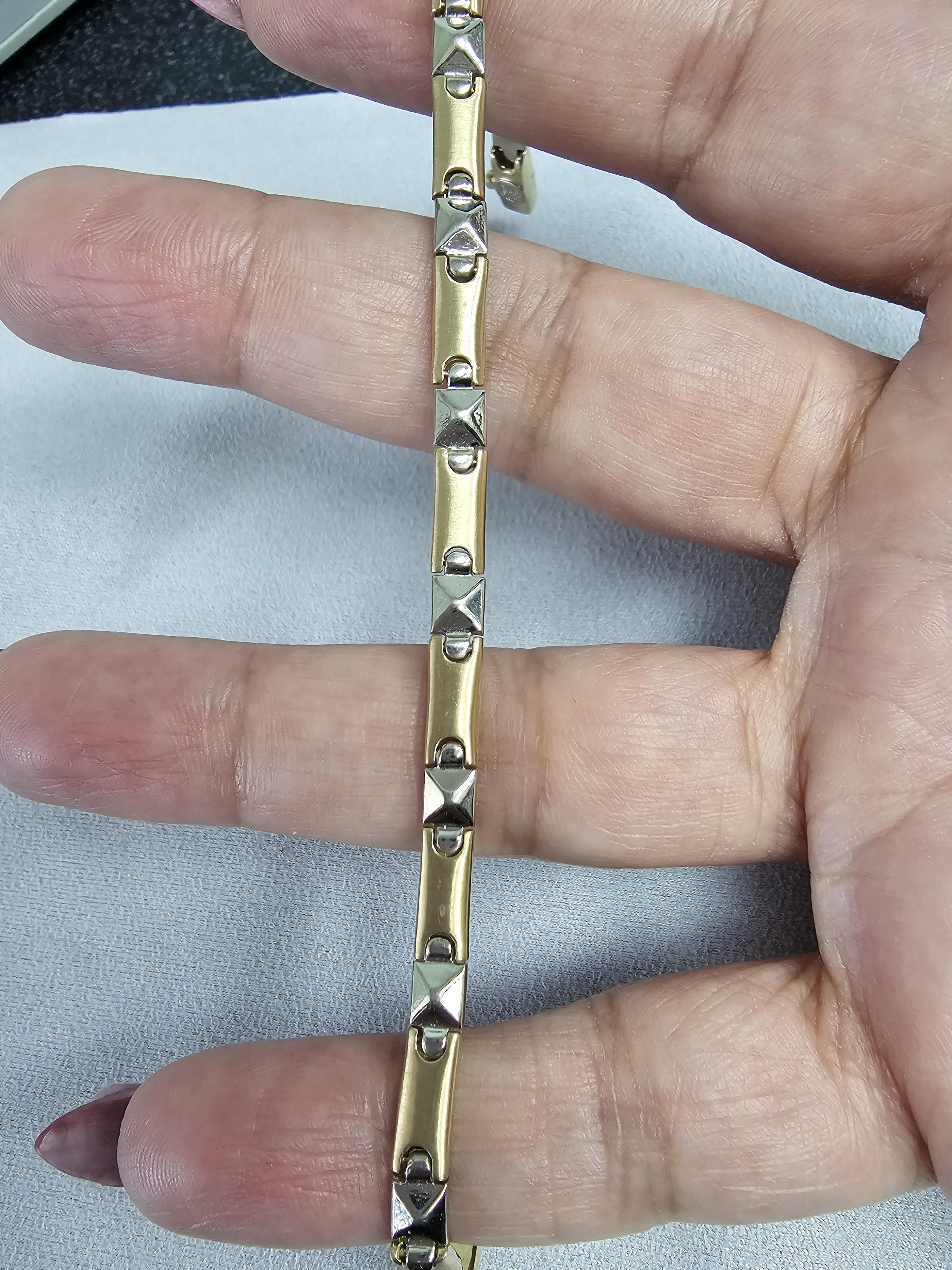 Two-Toned Polished Rectangular Bracelet 14k Yellow Gold