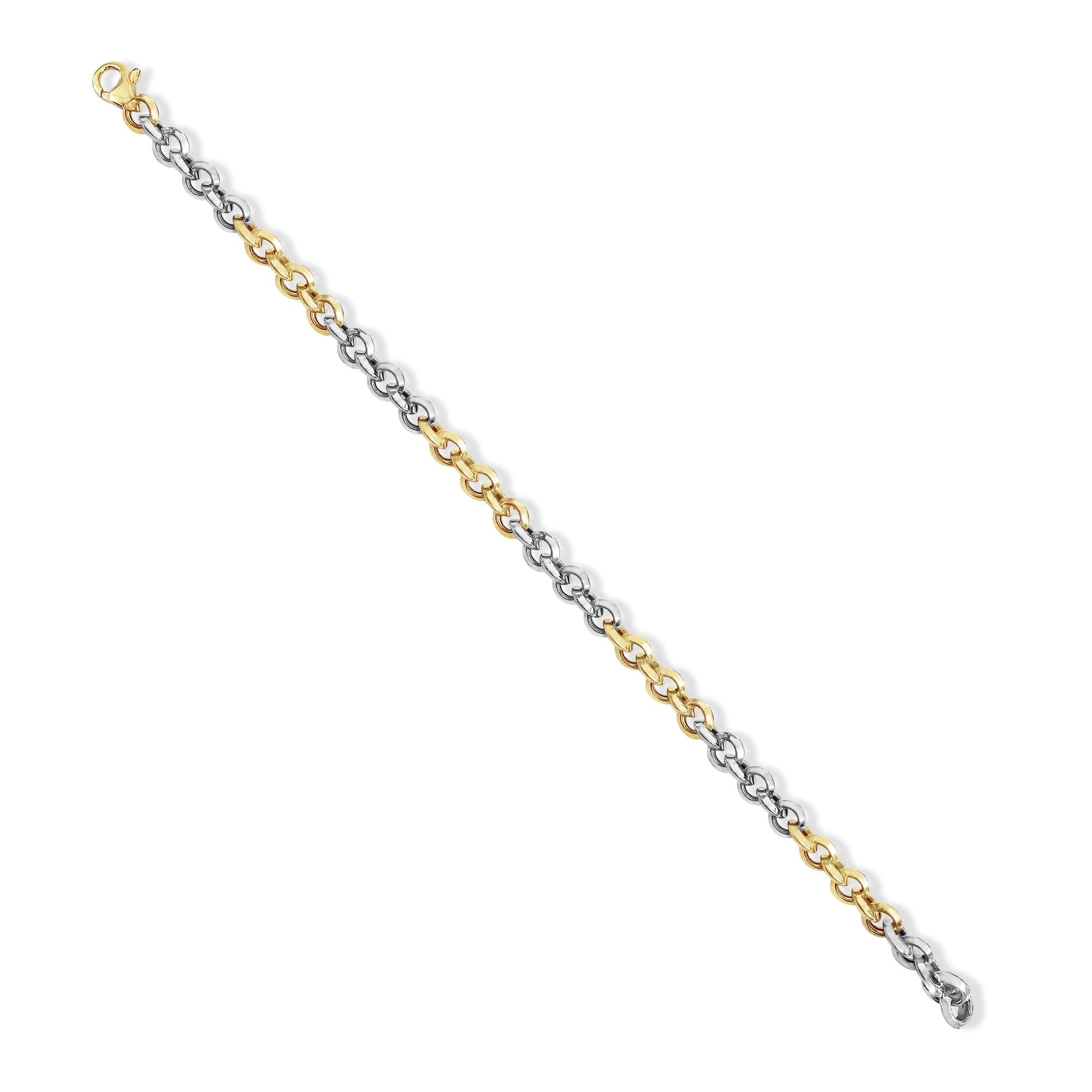 Two-Toned Fancy Polished Link Bracelet 14k Gold