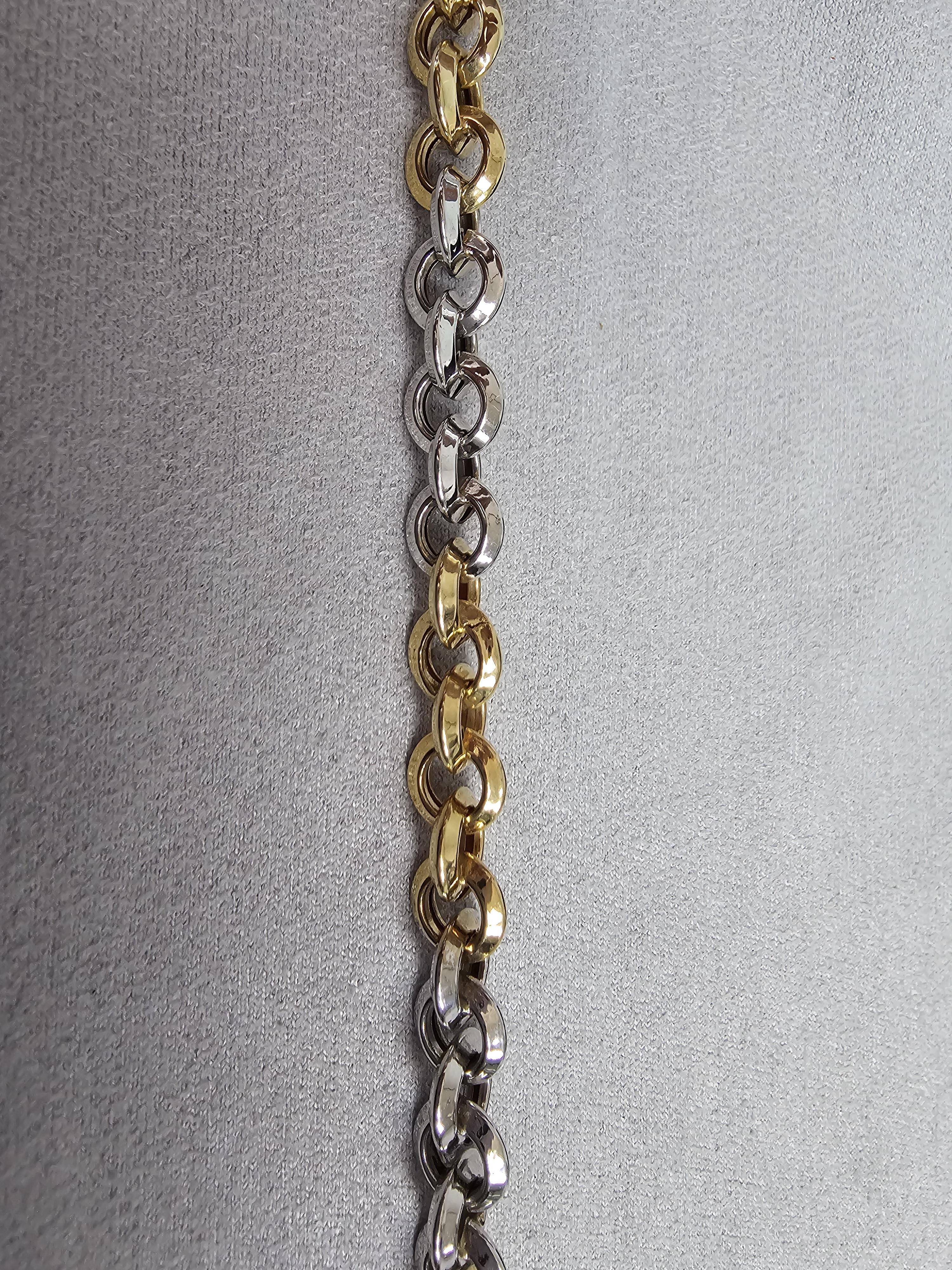 Two-Toned Fancy Polished Link Bracelet 14k Gold
