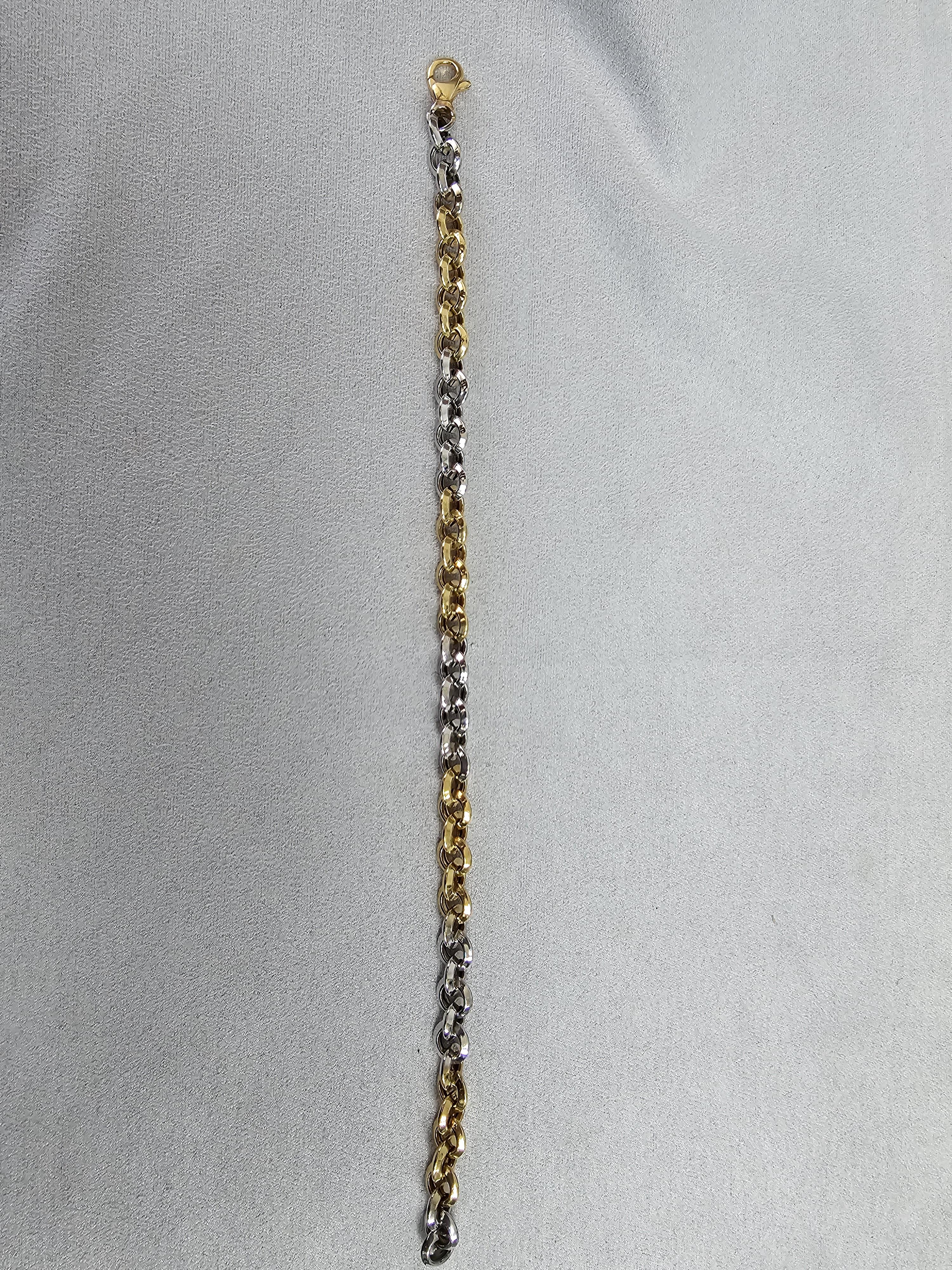 Two-Toned Fancy Polished Link Bracelet 14k Gold
