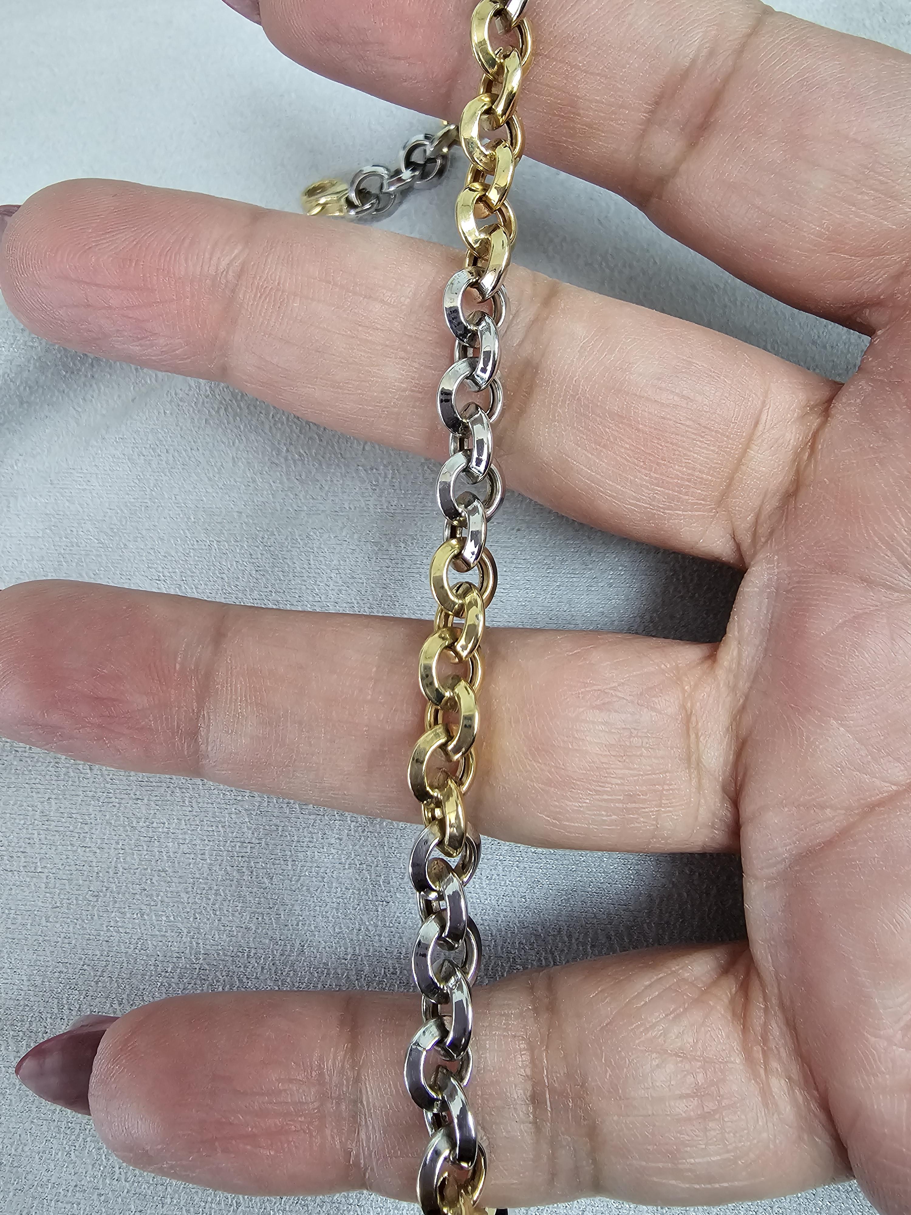 Two-Toned Fancy Polished Link Bracelet 14k Gold