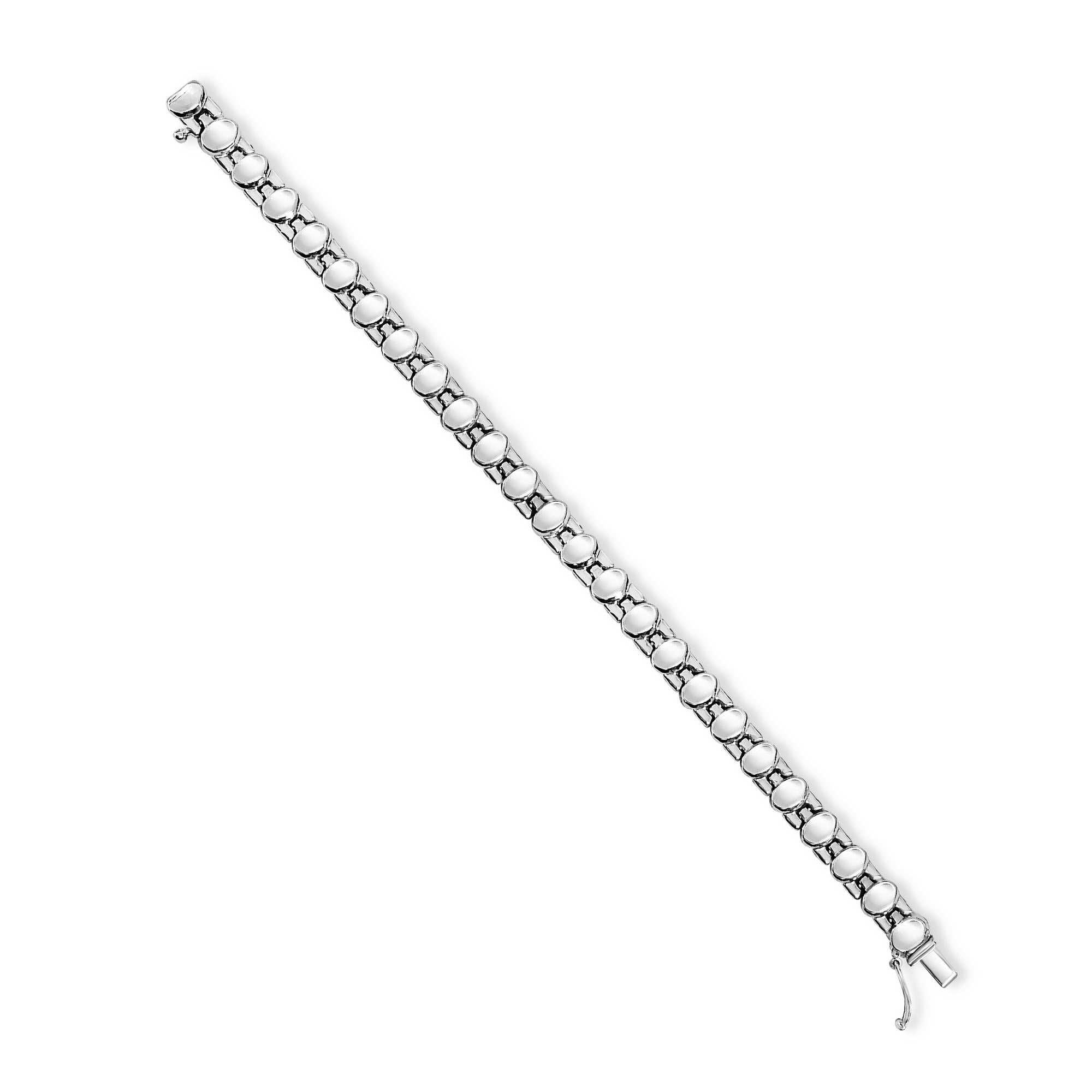 Polished Oval Link Bracelet  14k White Gold
