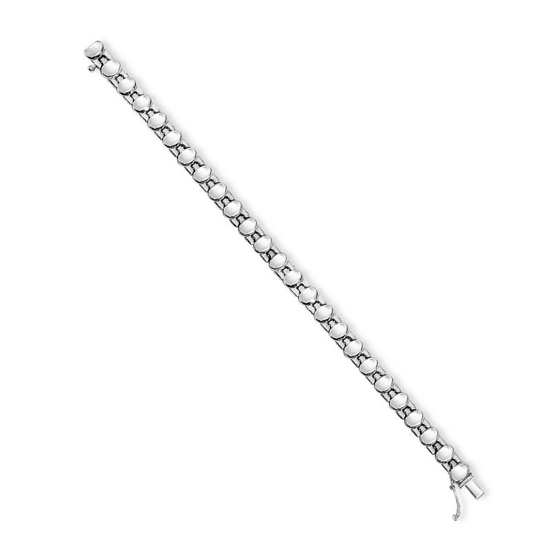 Polished Oval Link Bracelet  14k White Gold