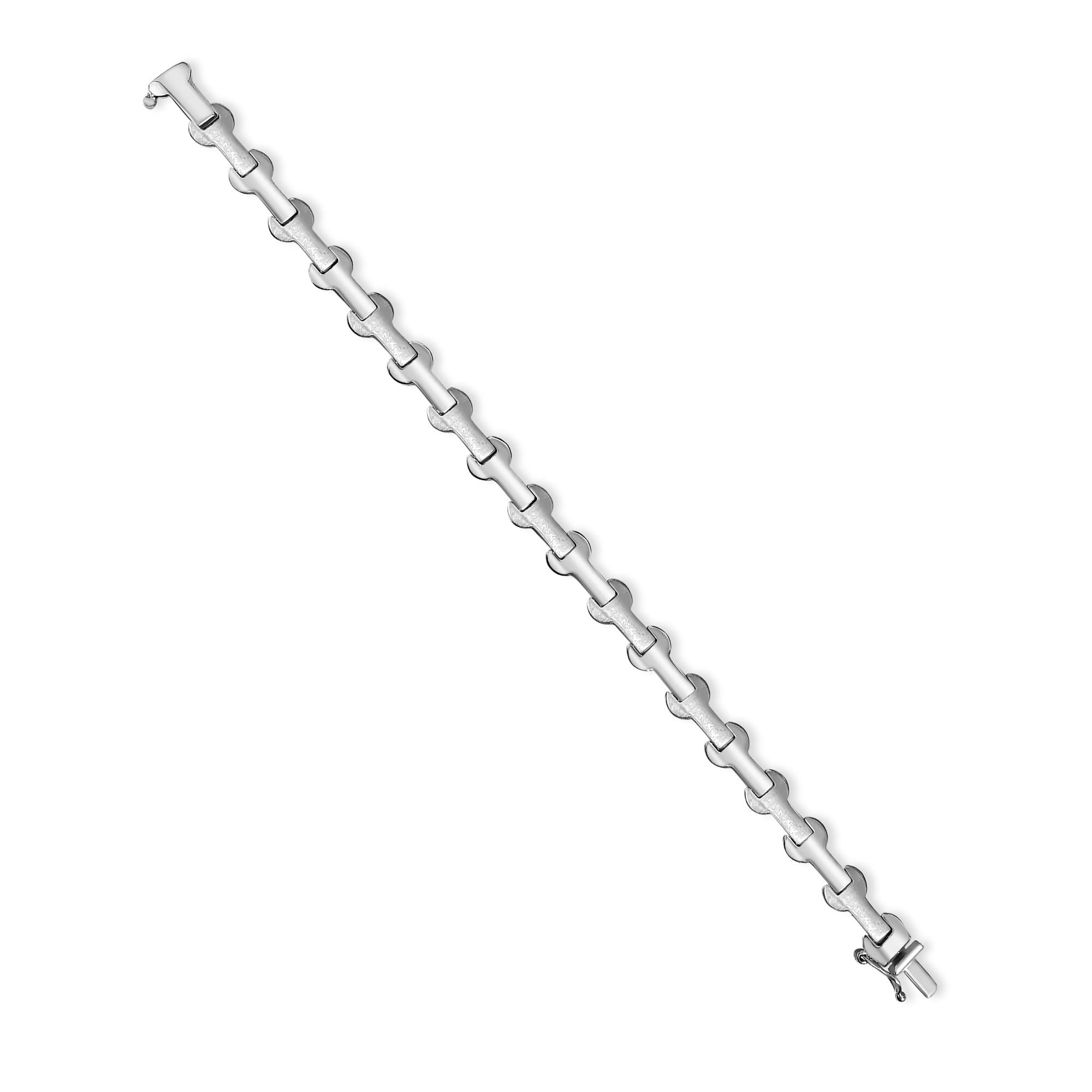Brushed Satin & Polished Bone Shaped Bracelet 14k White Gold