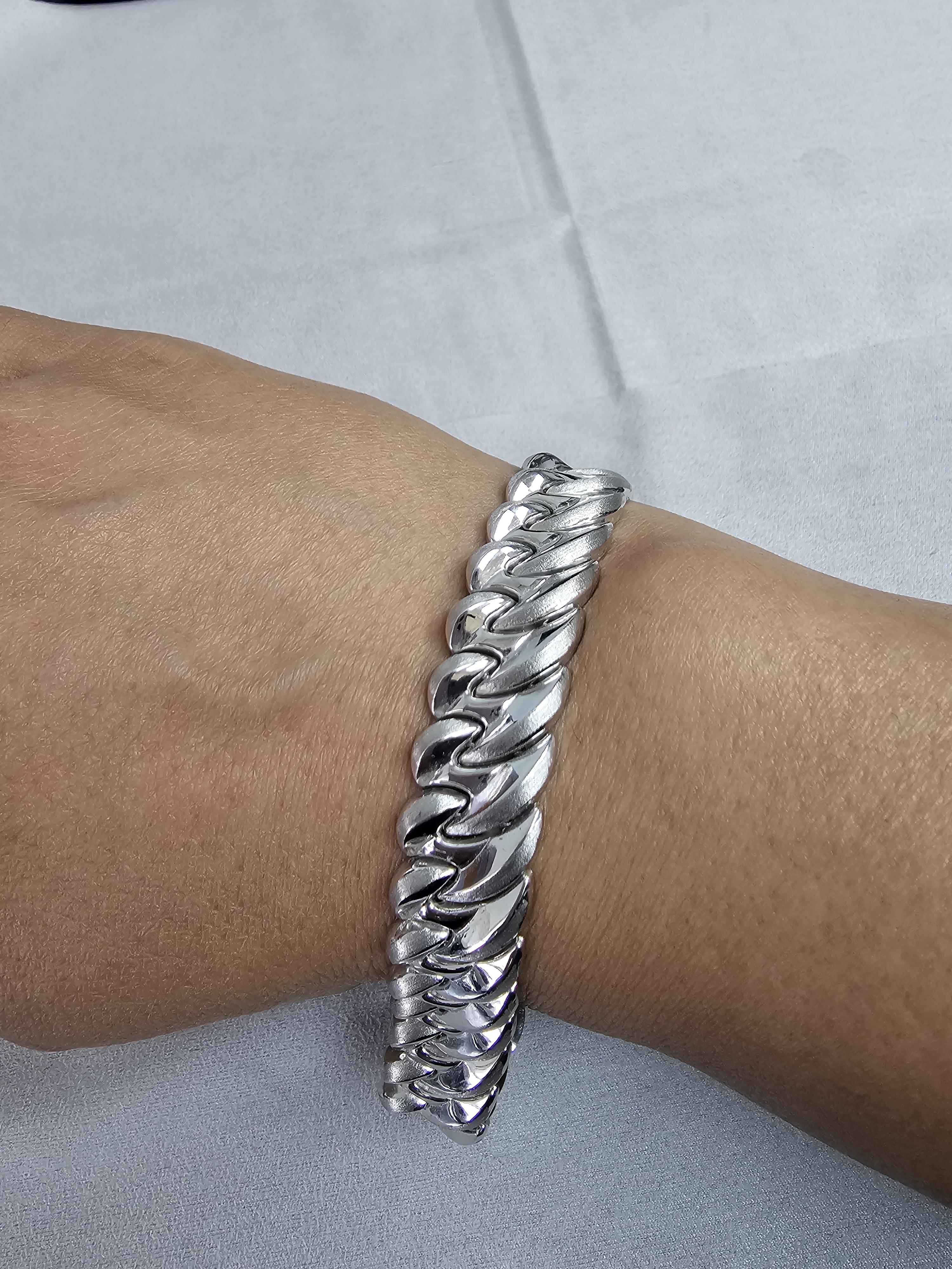 Polished & Brushed Satin Wave Style 14k White Gold