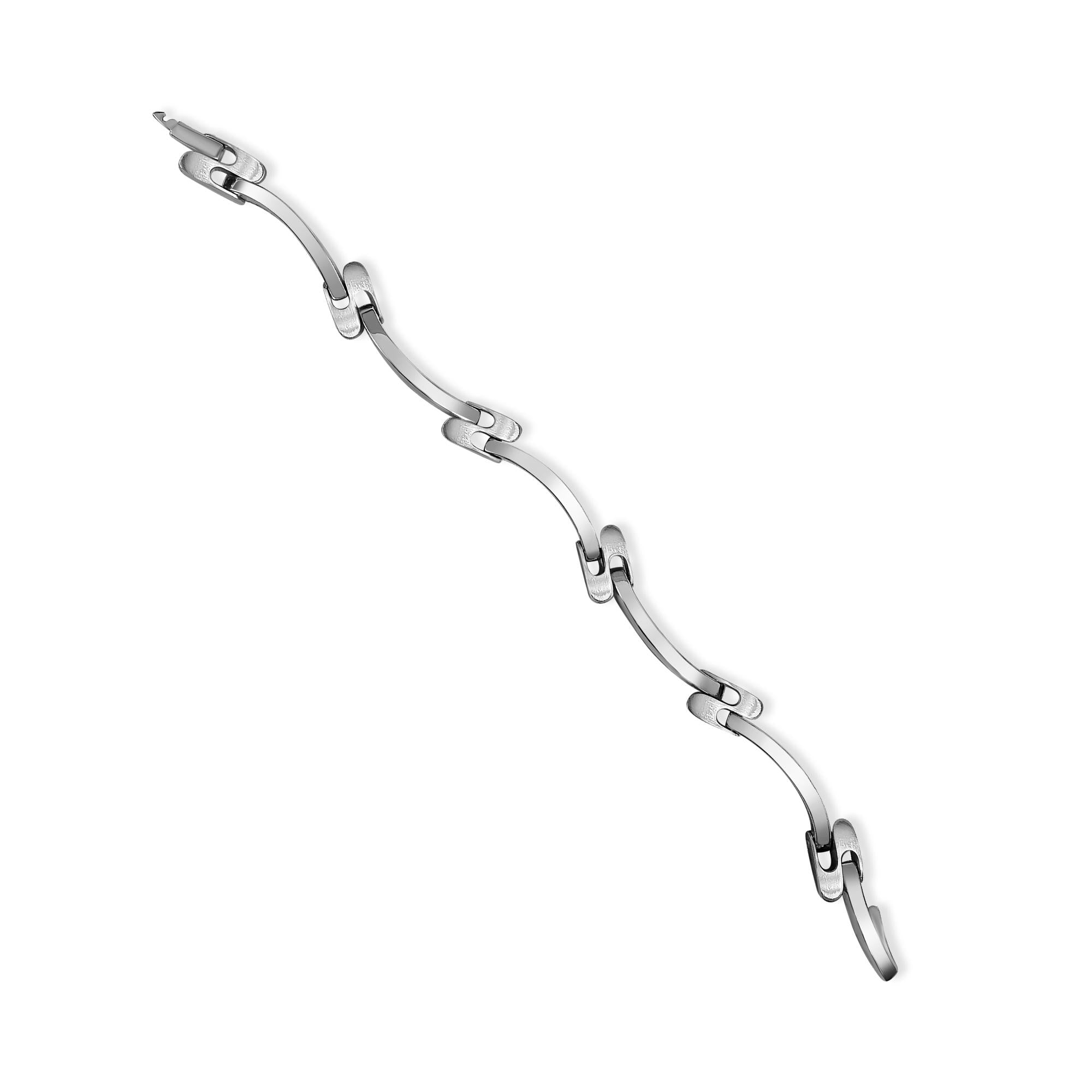 'S' Link Wave Link Bracelet 14k White Gold