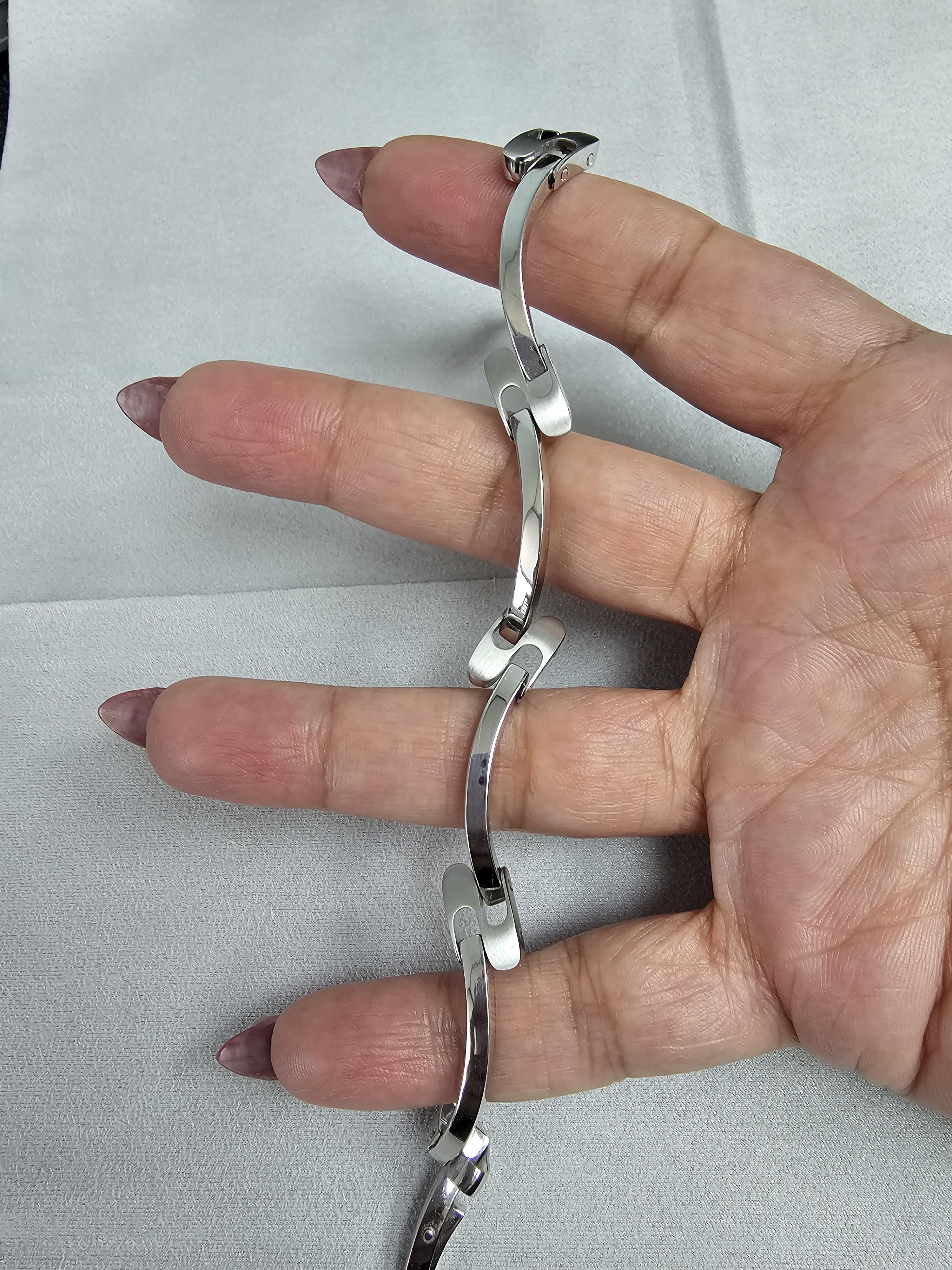 'S' Link Wave Link Bracelet 14k White Gold