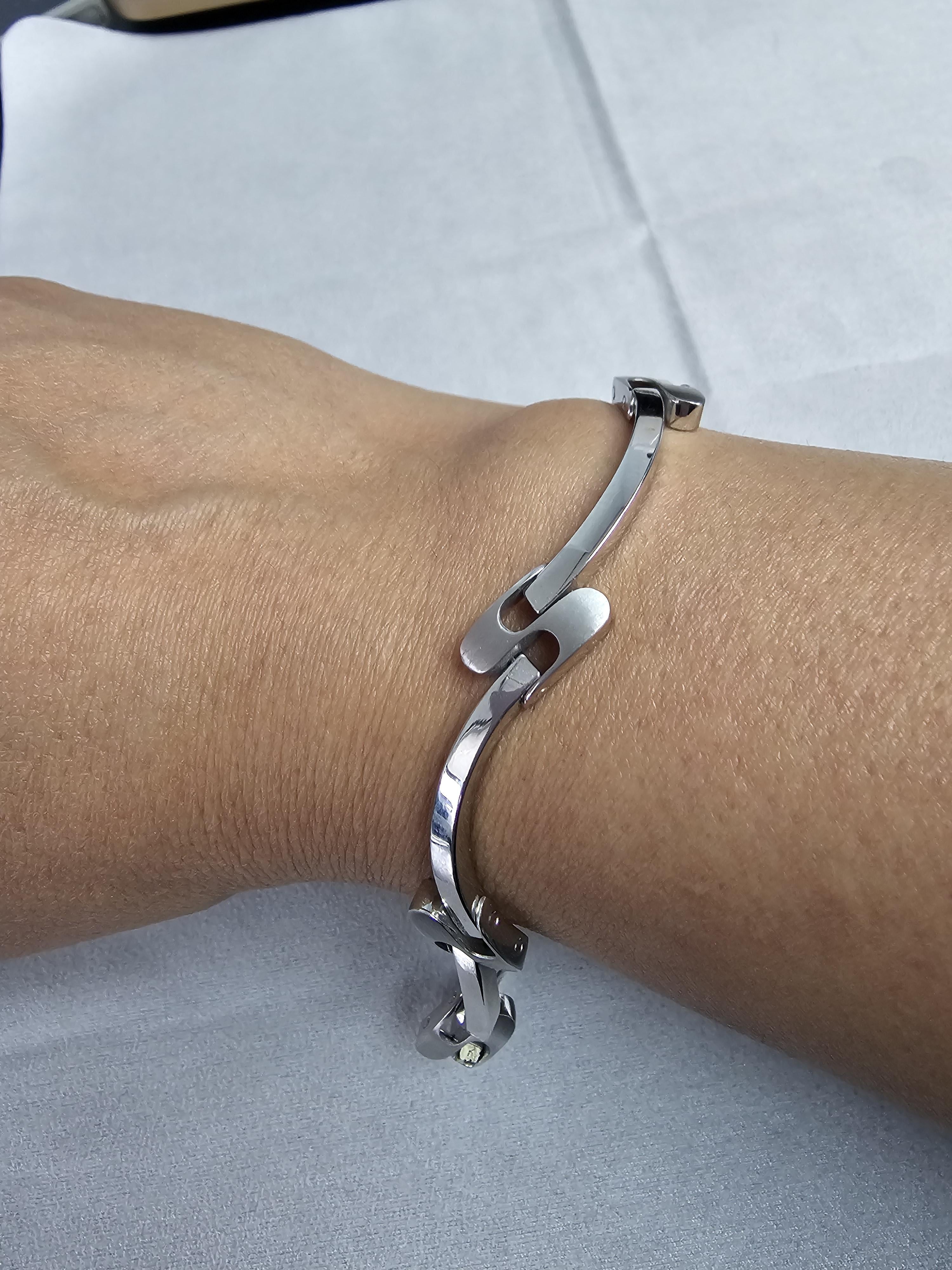 'S' Link Wave Link Bracelet 14k White Gold