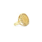 1945 Dos Pesos Gold Coin Ring with Rope Bezel