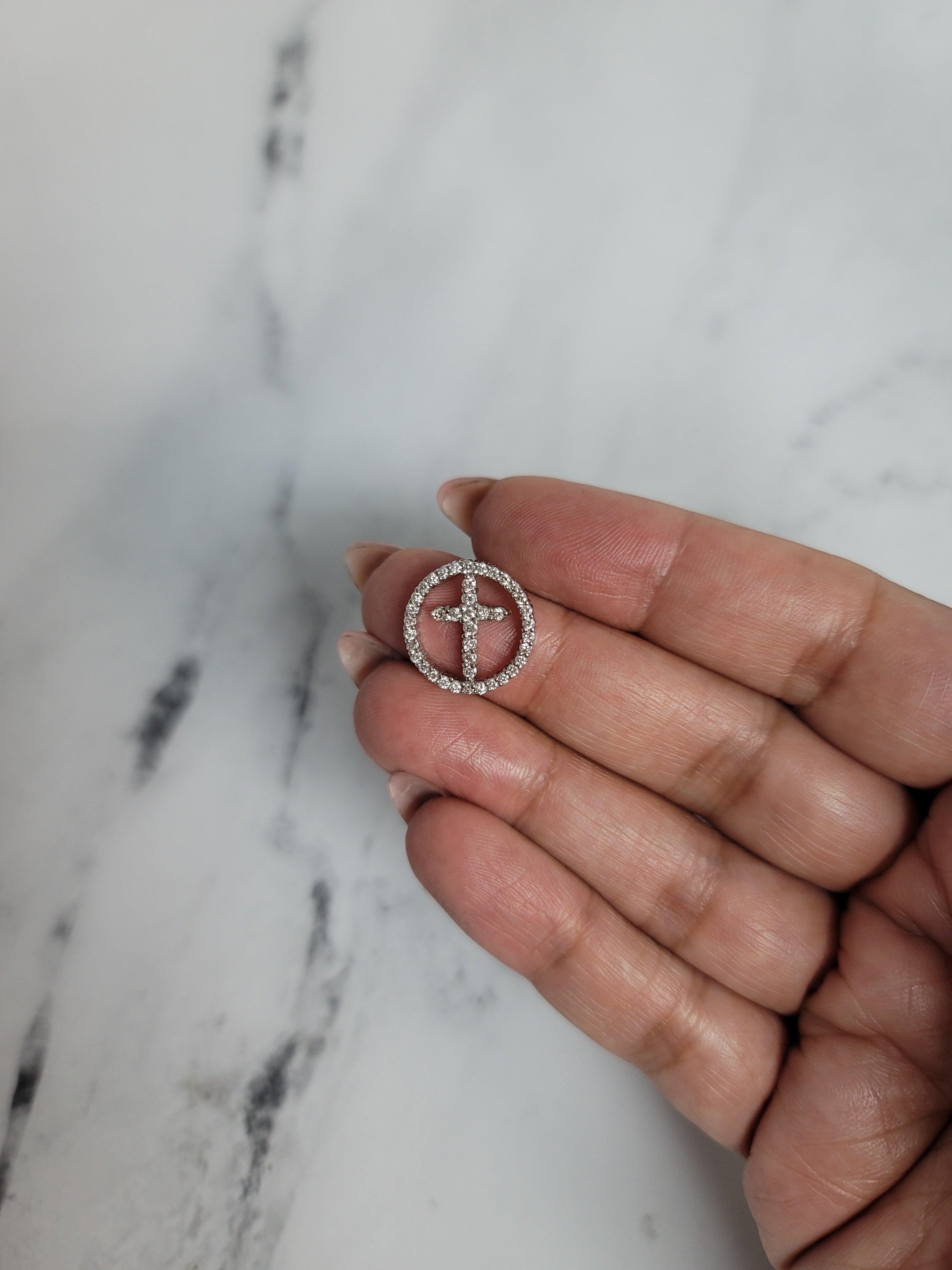 Diamond Cross within Circle Diamond Necklace