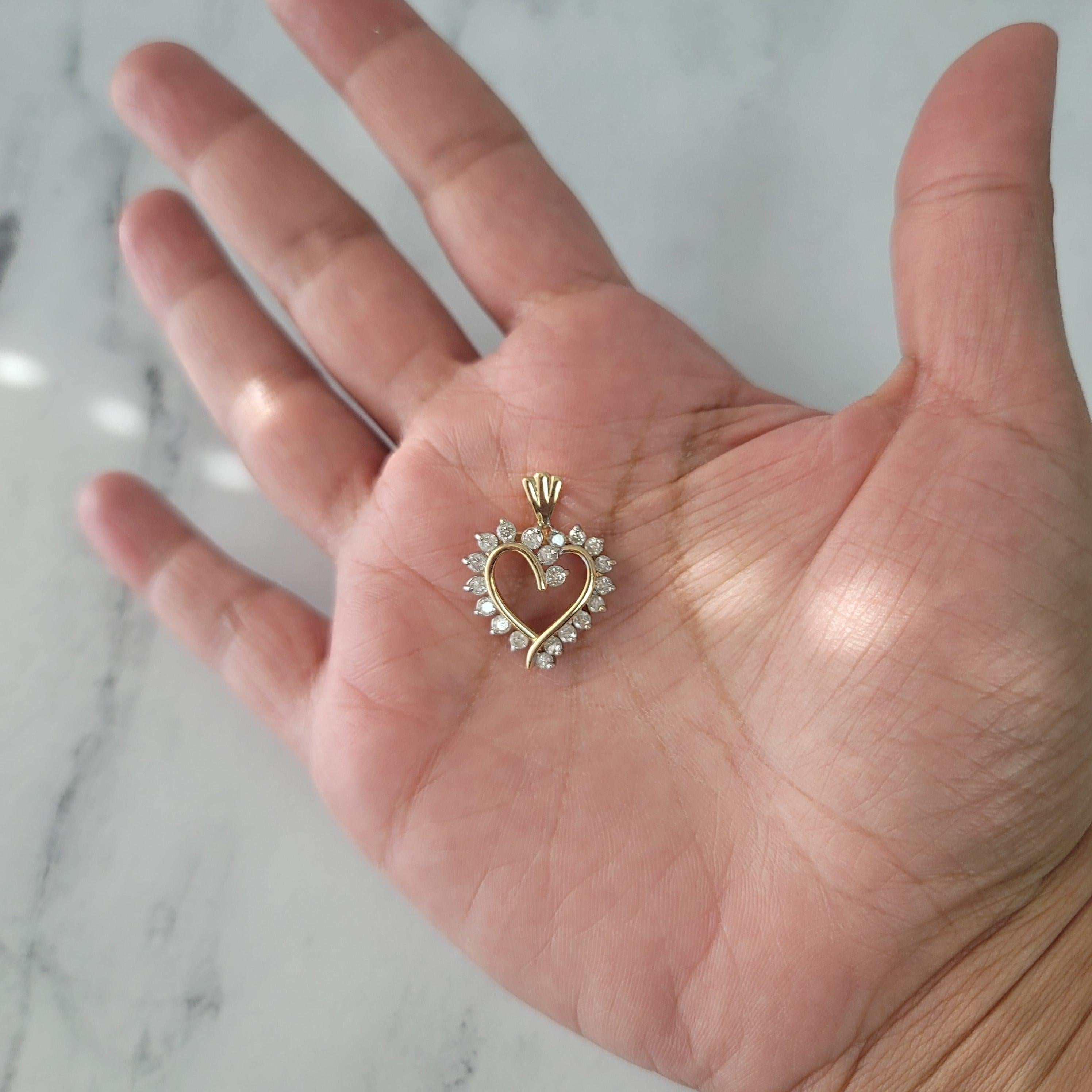 Diamond Heart Shaped Necklace 1.33cttw 14k Yellow Gold