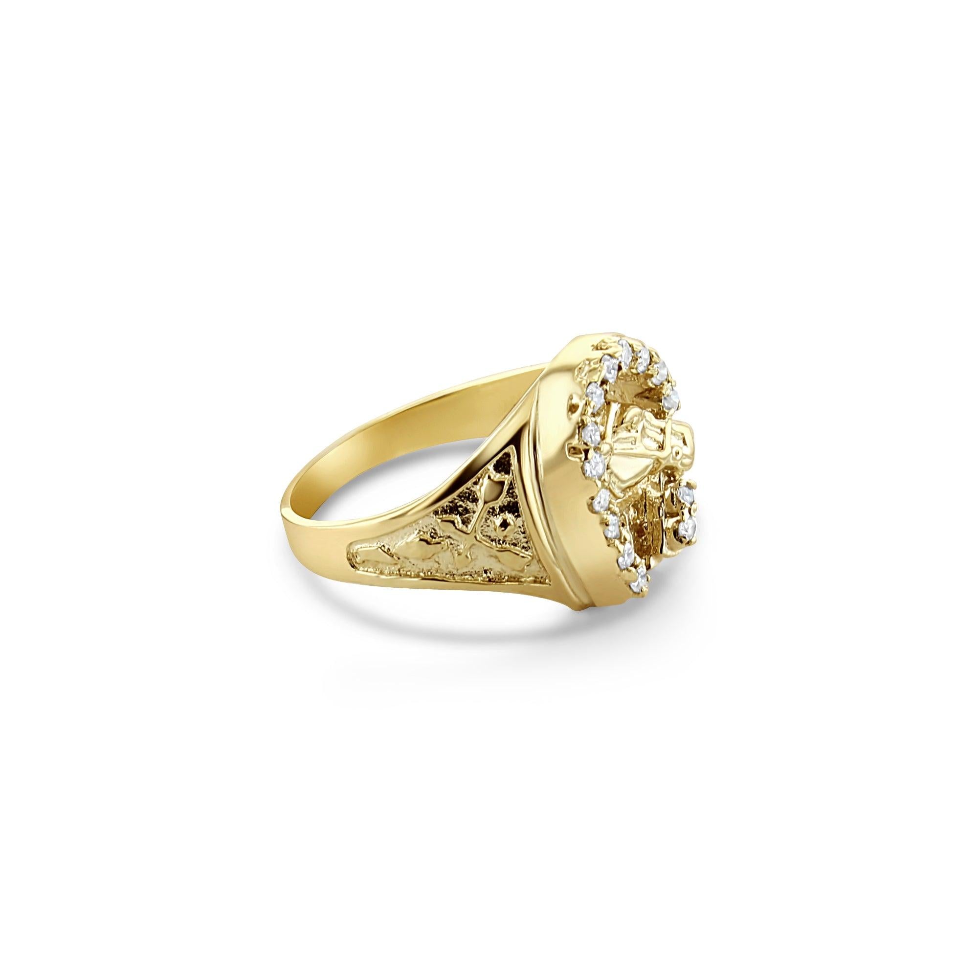 Diamond Horseshoe with Horsehead .33cttw 14k Yellow Gold