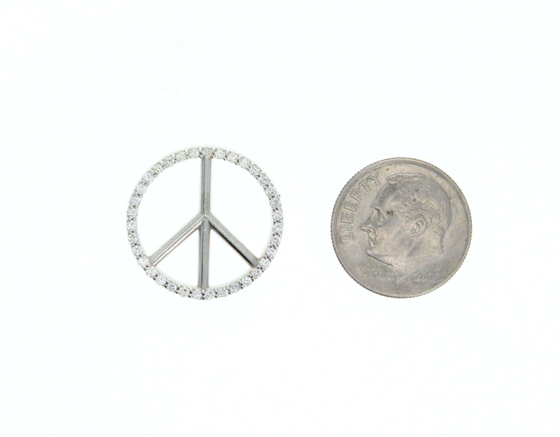 Diamond Peace Necklace .35cttw 14k White Gold
