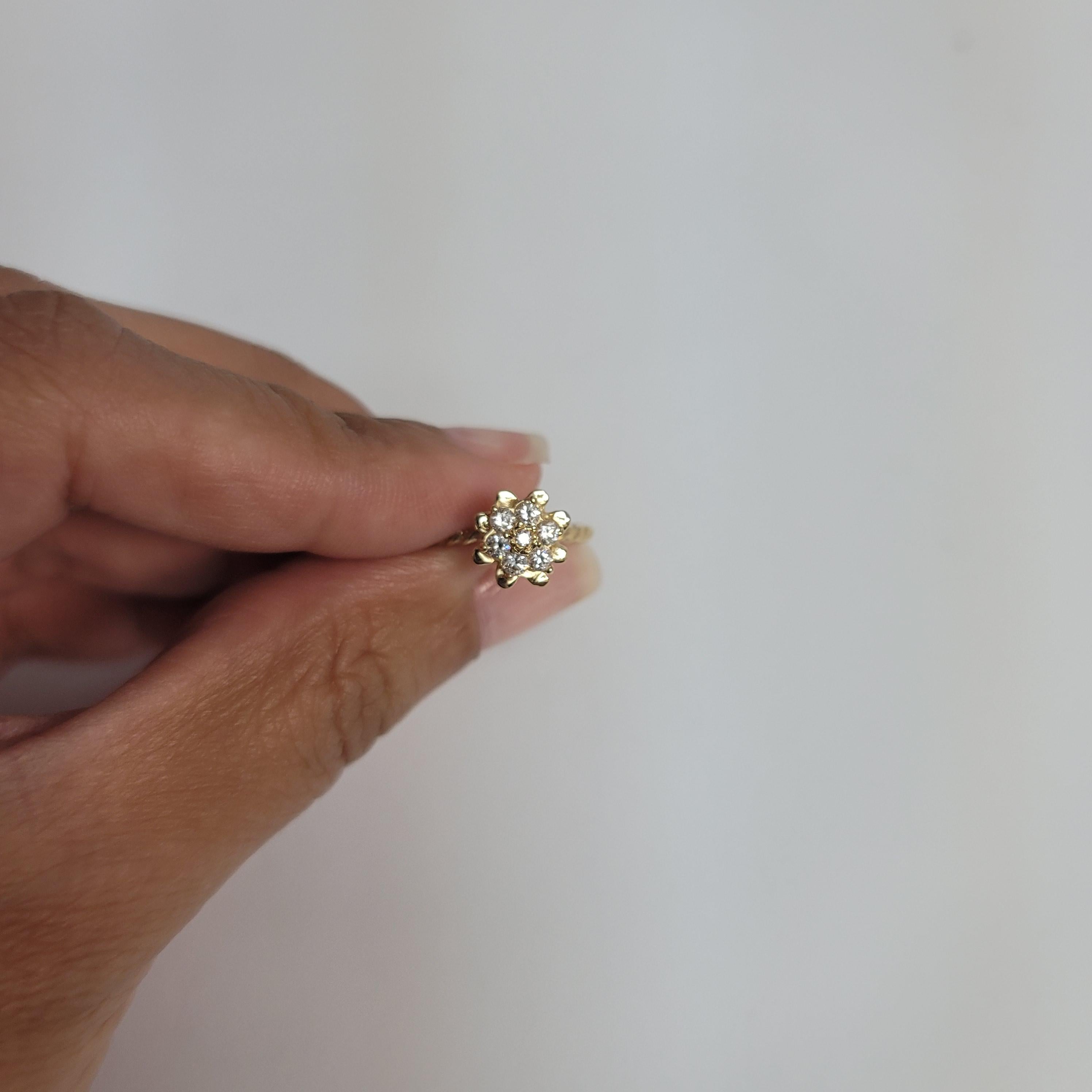 Diamond Tulip Flower Ring .25cttw 14k Yellow Gold