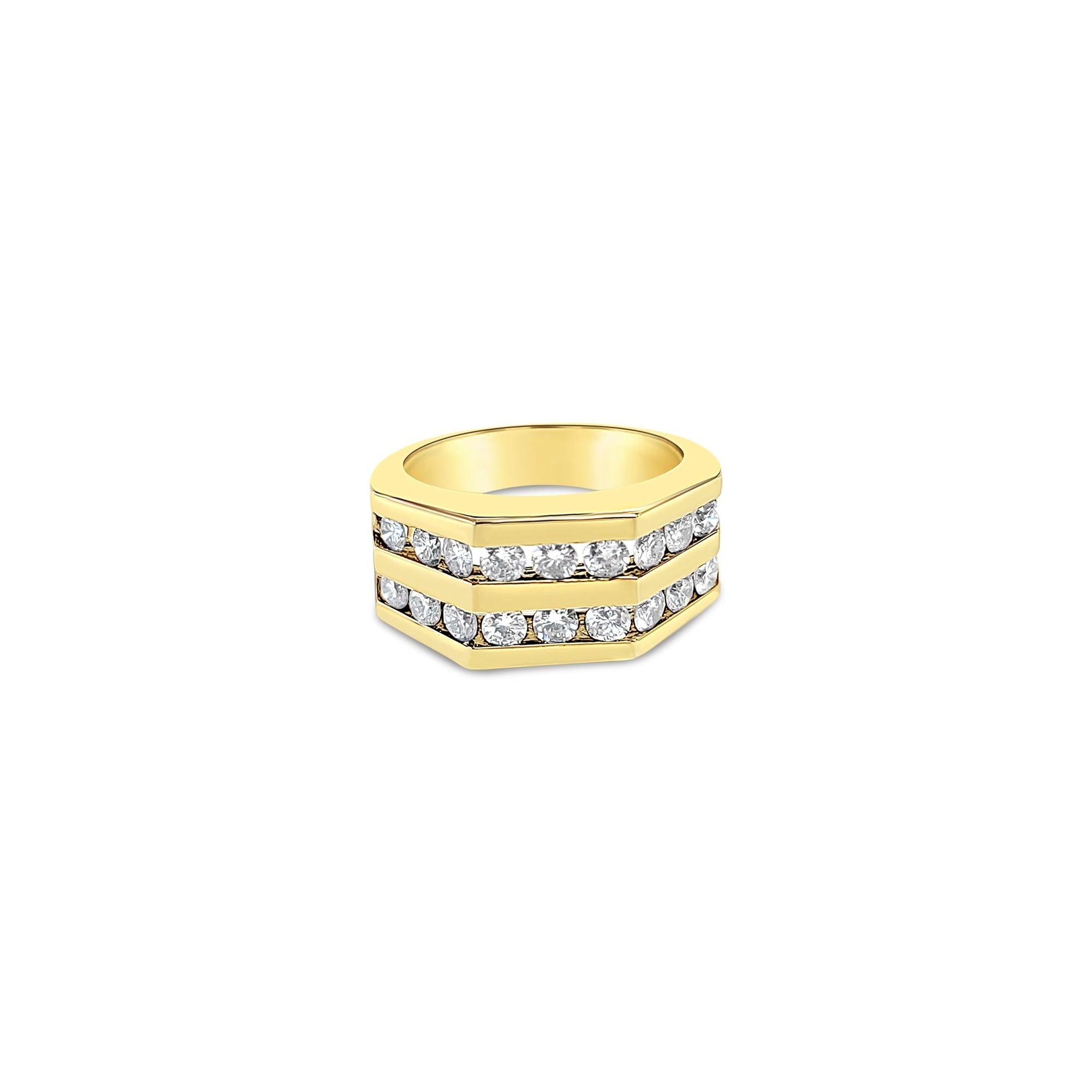 Double Row Diamond Band 1.00cttw 14k Yellow Gold