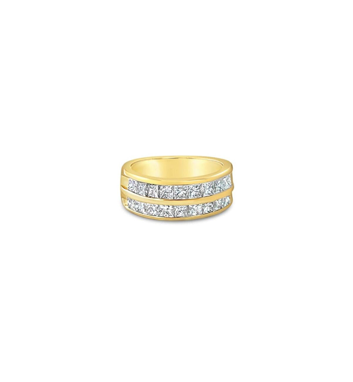 Double Row Princess Diamond Wedding Band