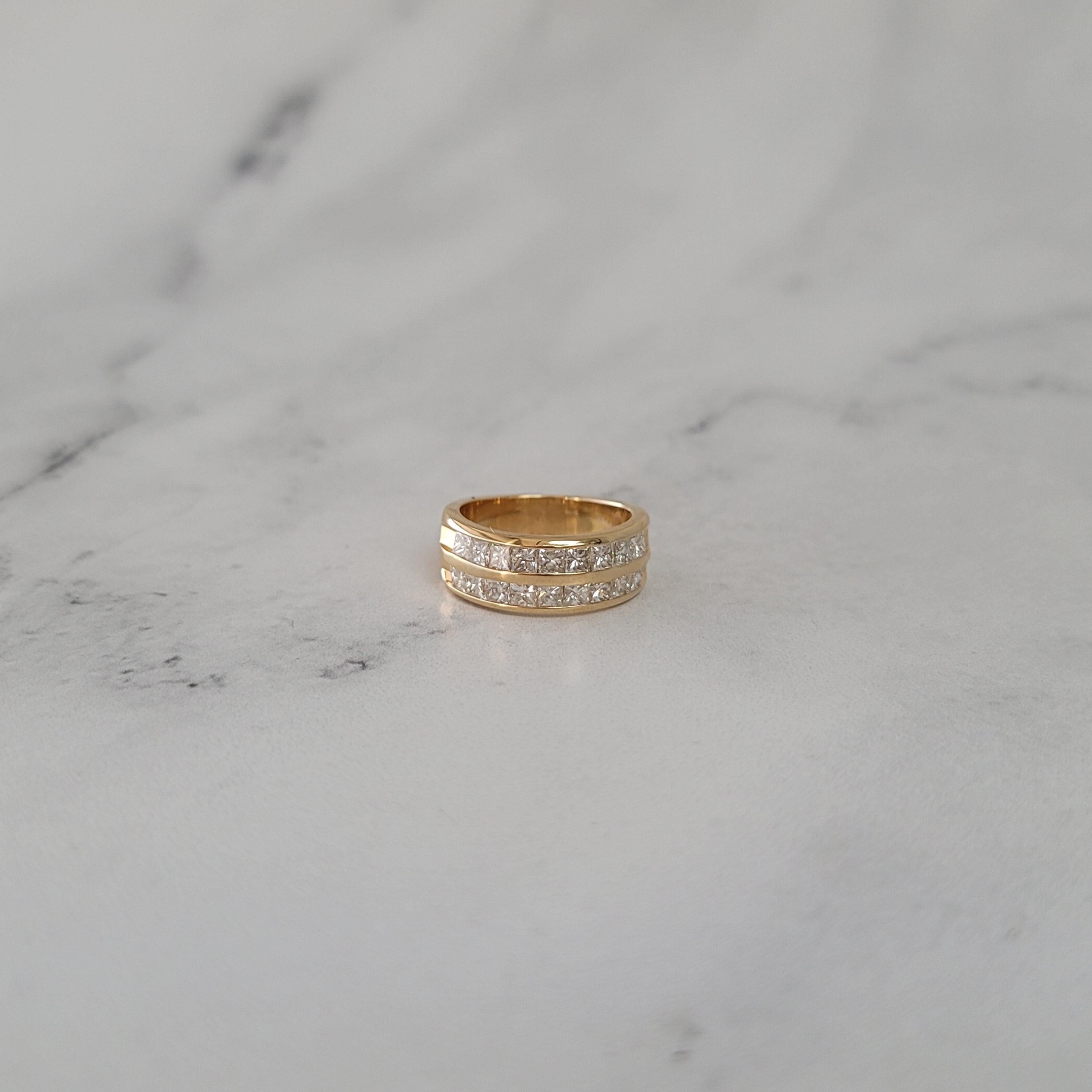 Double Row Princess Diamond Wedding Band