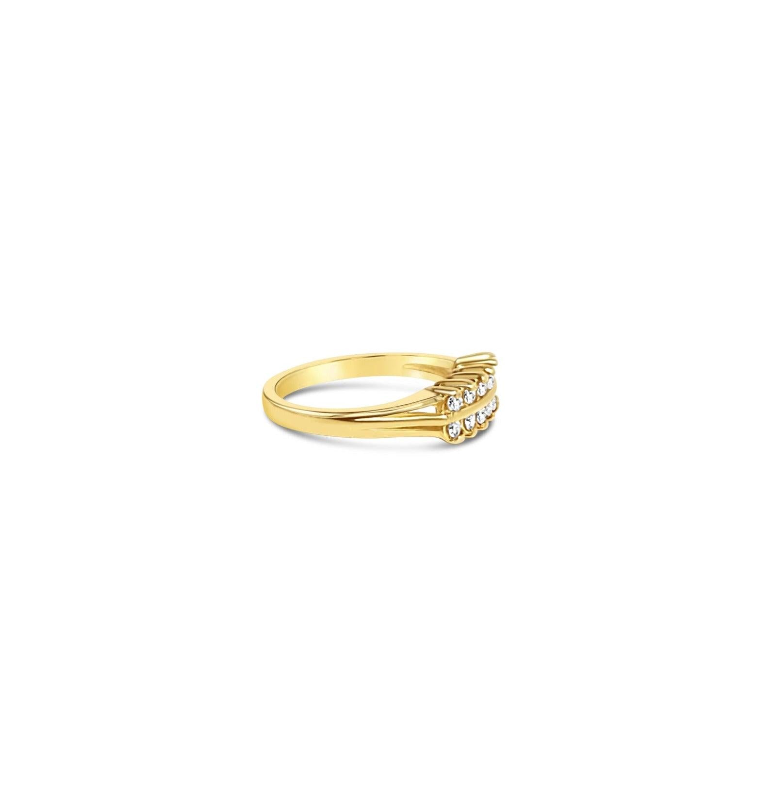 Double Row Prong Diamond Ring .34cttw 14k Yellow Gold