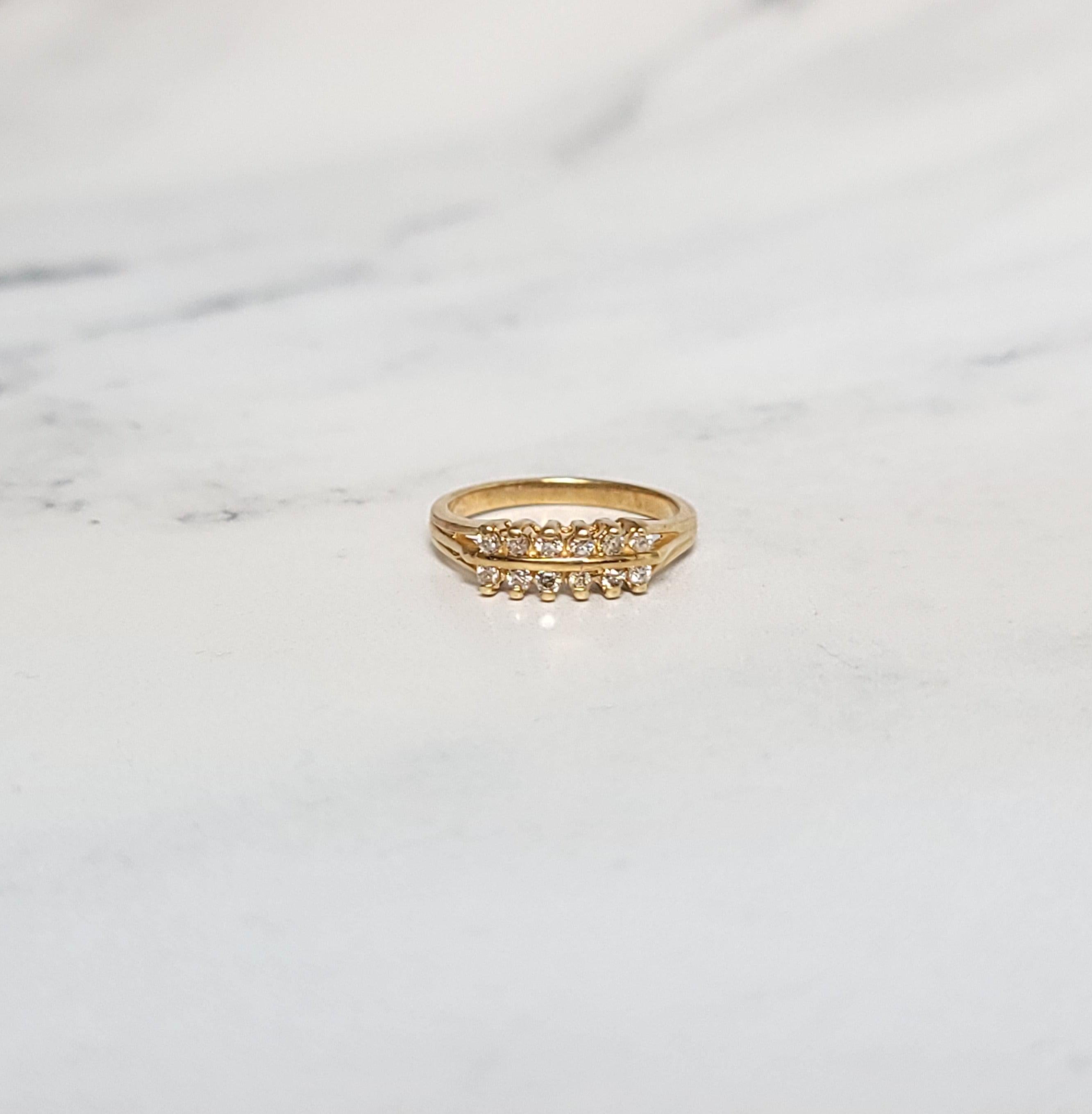 Double Row Prong Diamond Ring .34cttw 14k Yellow Gold