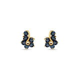 Sapphire Cluster Stud Earrings 14k Yellow Gold
