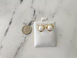 Heart Shaped Pearl Studs 14k Yellow Gold