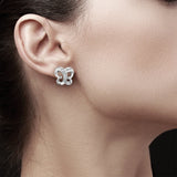 Butterfly Baguette Diamond Earrings 18k White Gold