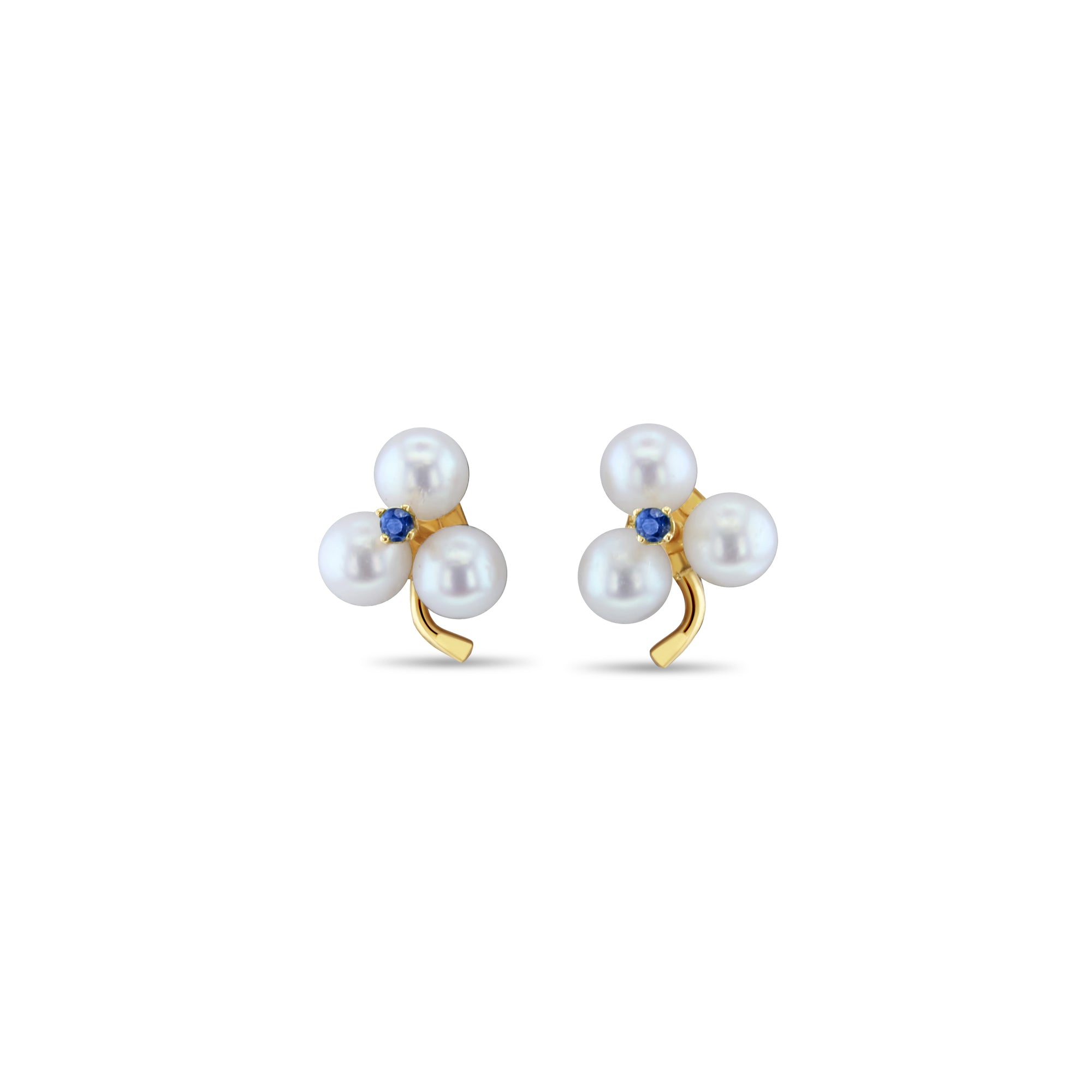 Clous d'oreilles en grappe de perles de saphir