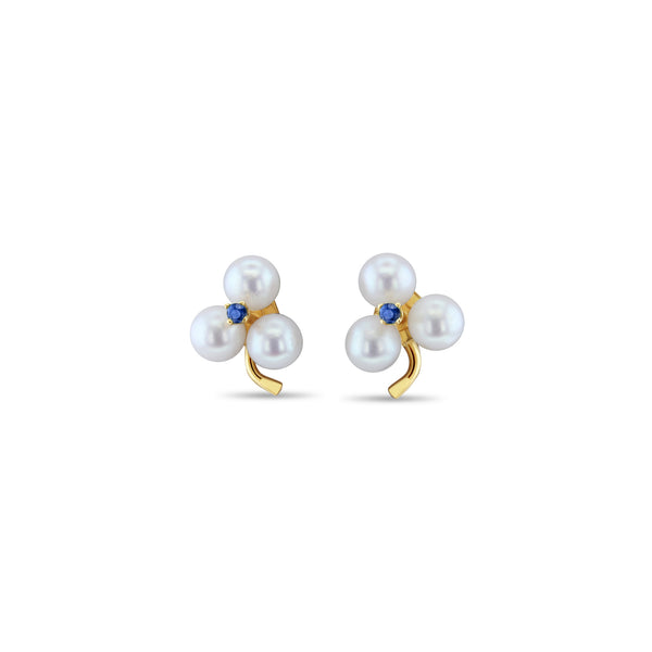 Sapphire Pearl Cluster Studs