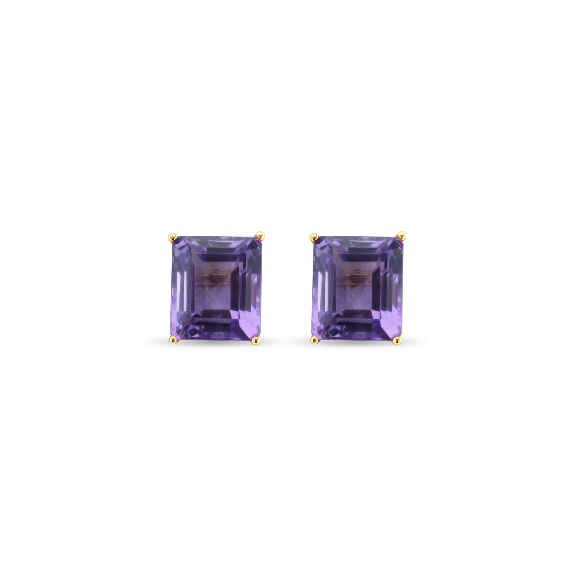 Large Amethyst Emerald Cut Studs