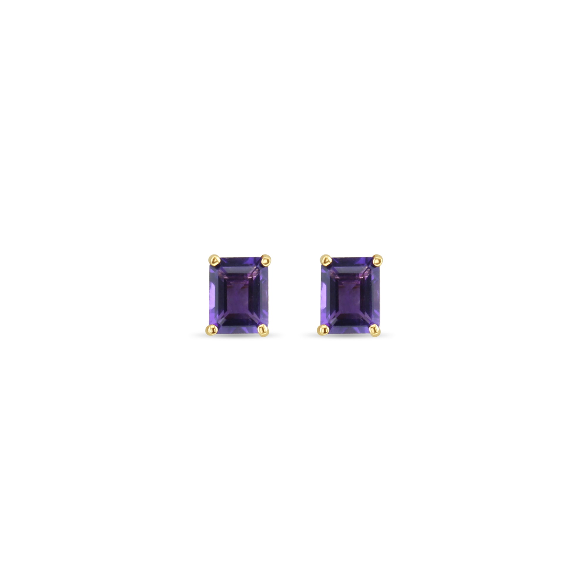 Amethyst Emerald Cut Studs