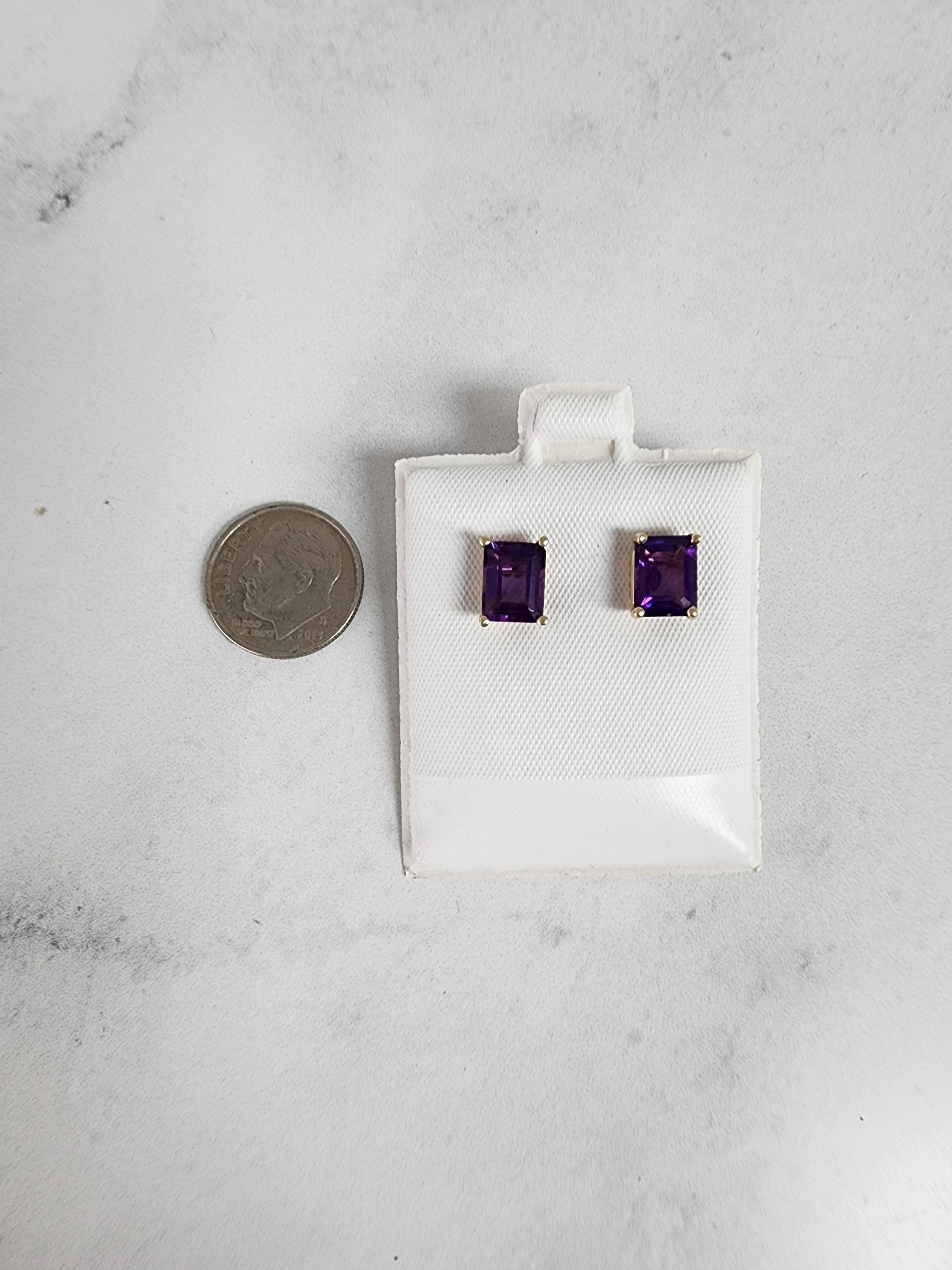 Amethyst Emerald Cut Studs