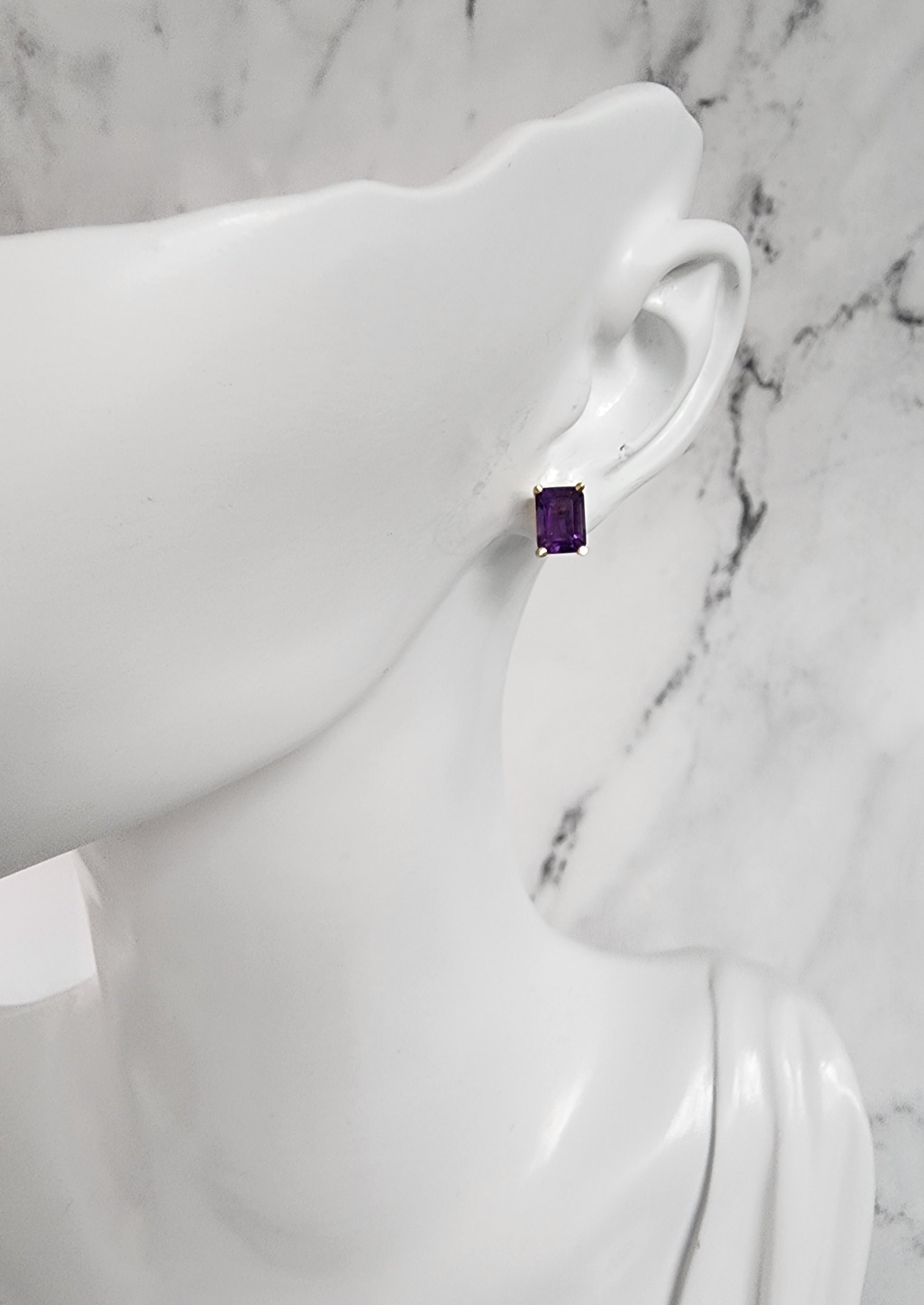 Amethyst Studs 14k Yellow Gold