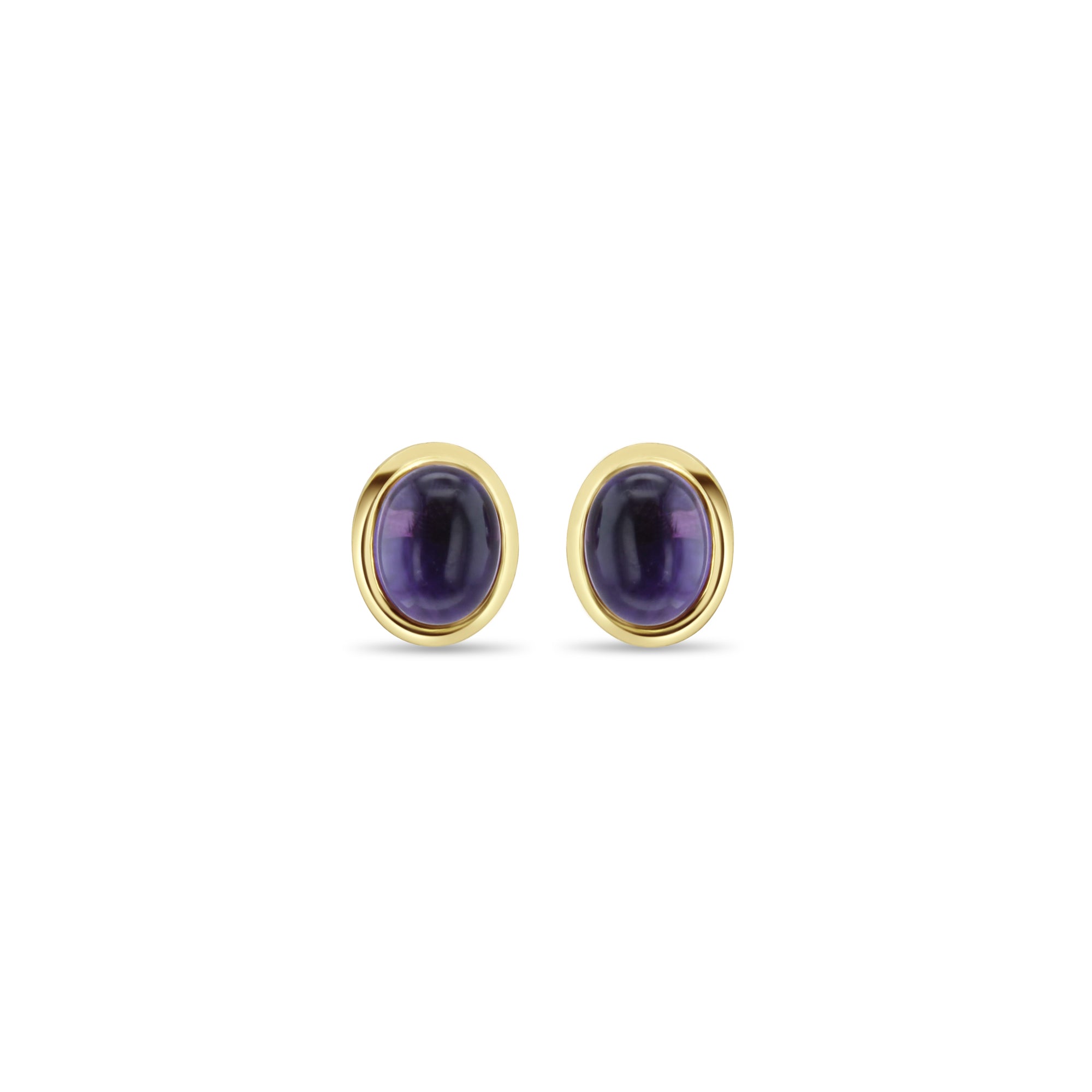 Amethyst Cabochon Studs 14k Yellow Gold