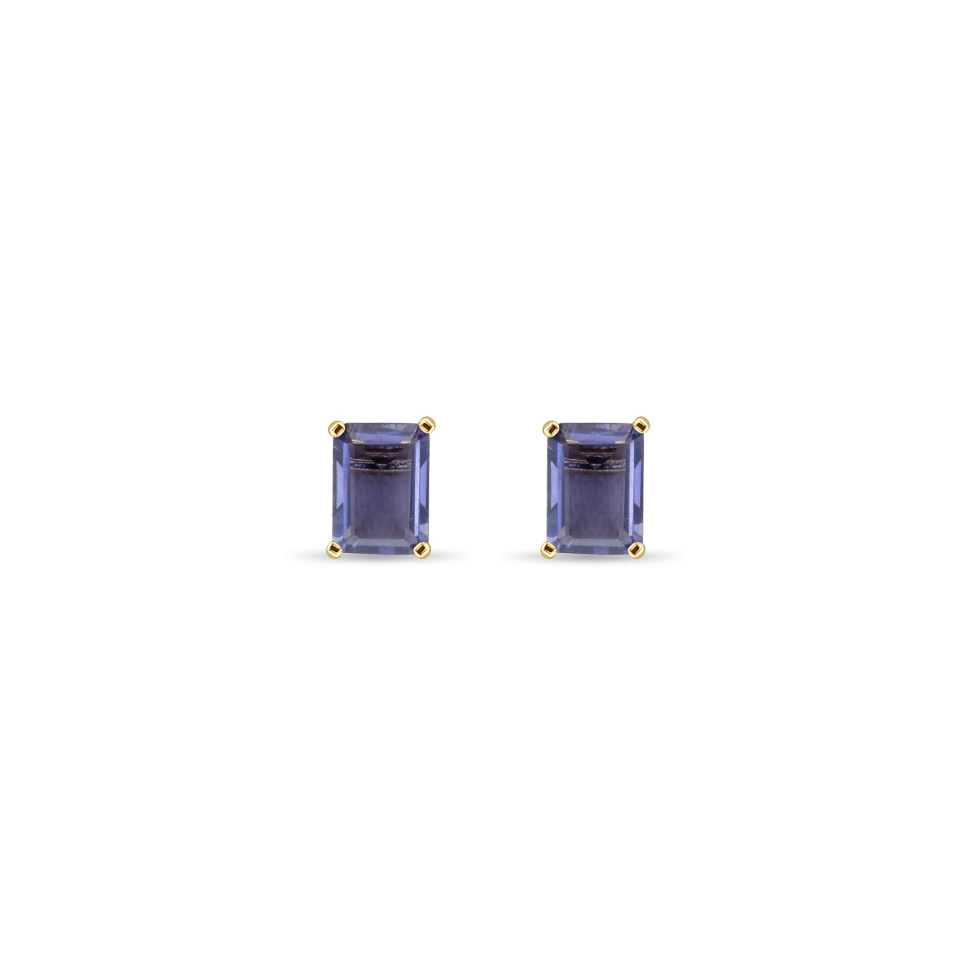 9MM Amethyst Emerald Cut Studs