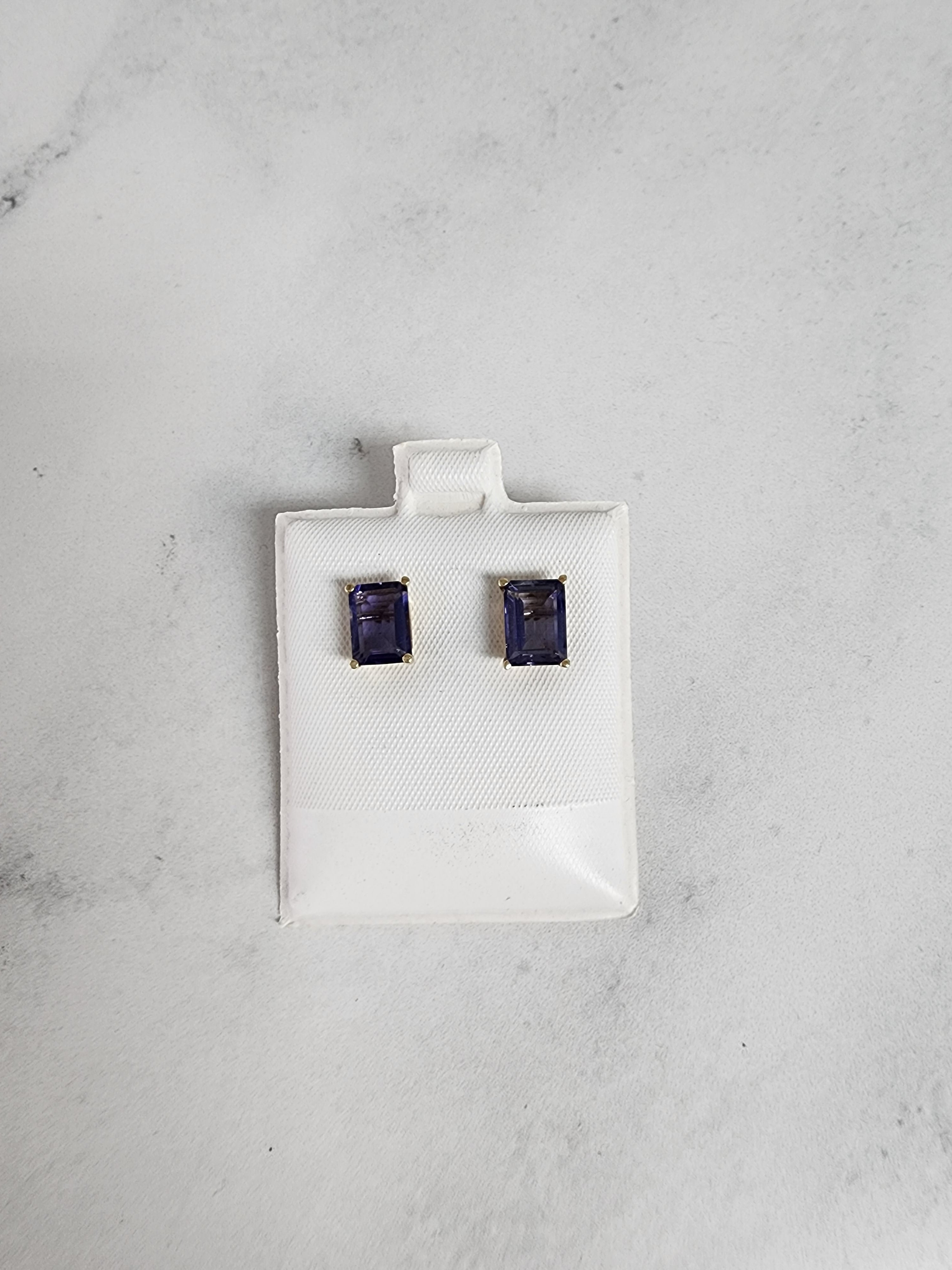 9MM Amethyst Emerald Cut Studs