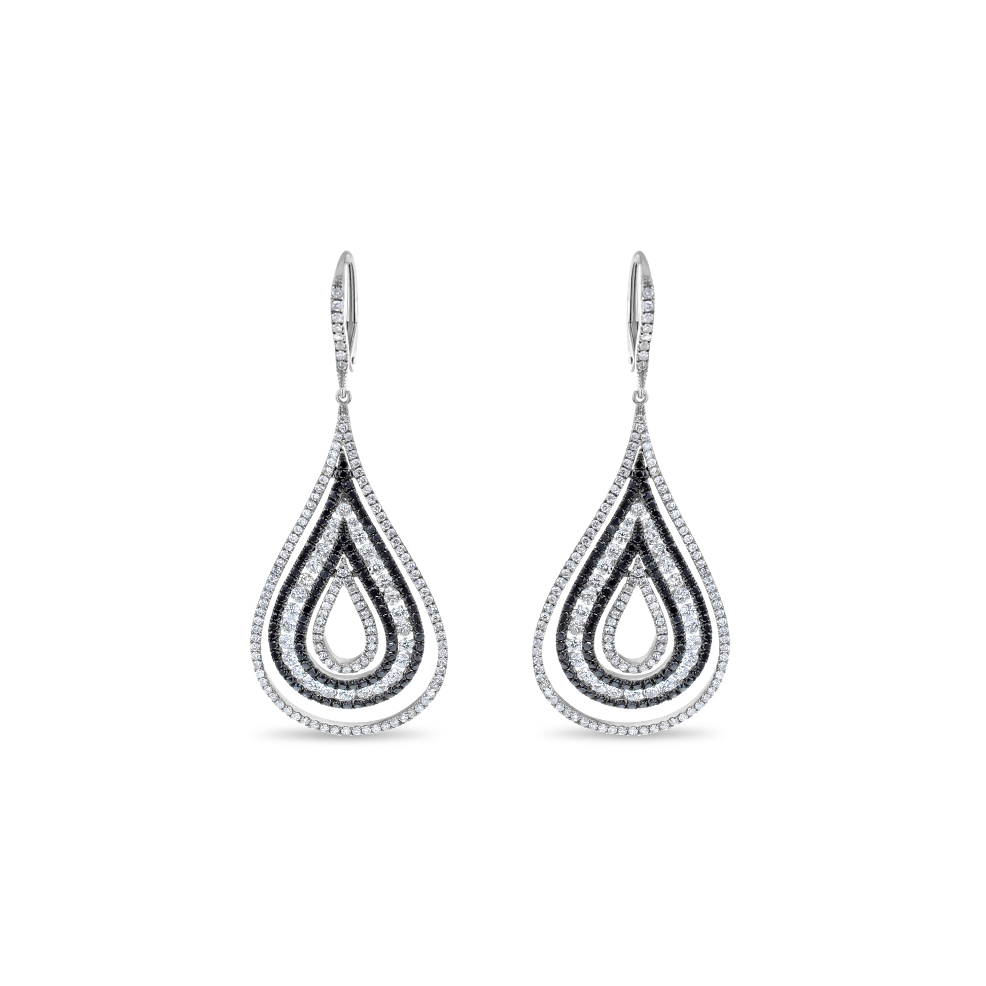 Black & White Diamond Pave Earrings 18k White Gold