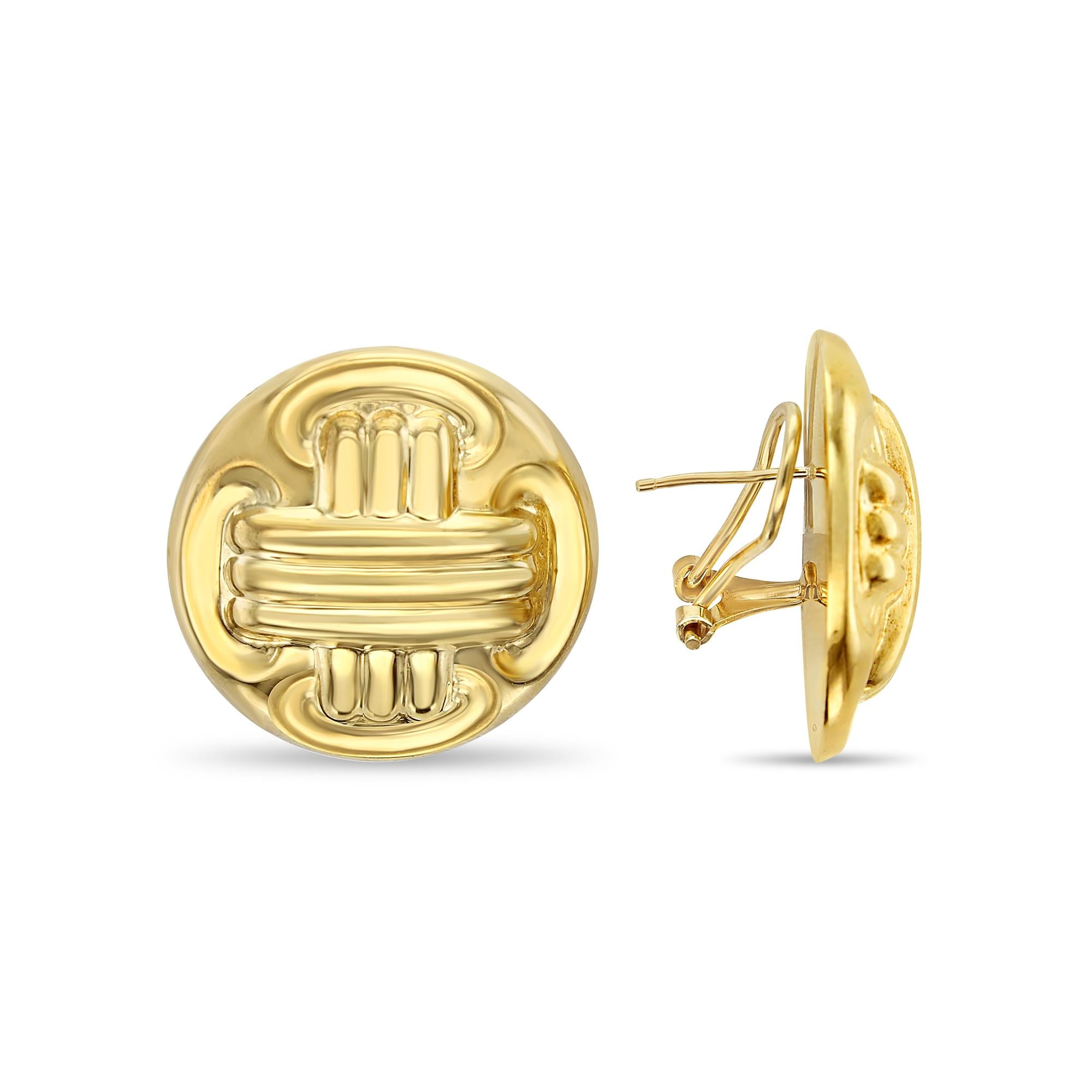 ROUND CHUNKY GOLD EARRINGS WITH TEXTURED DESIGN