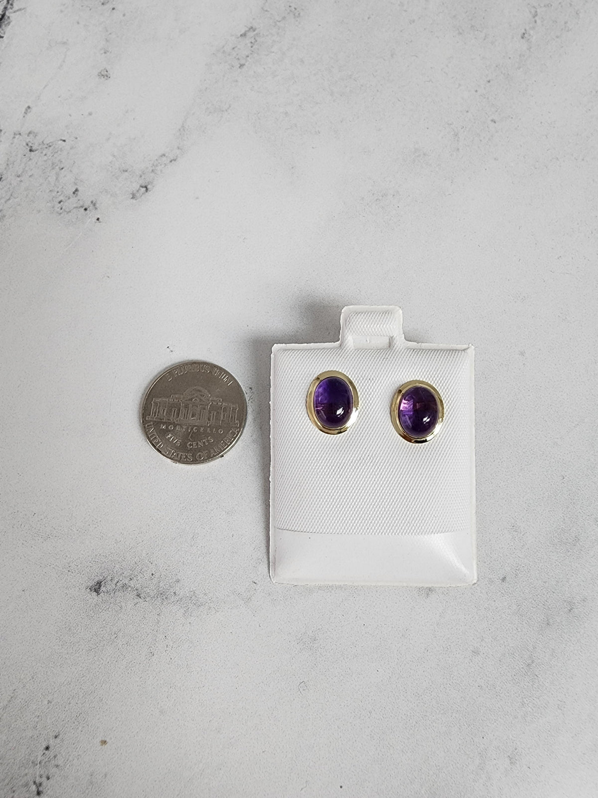 Amethyst Cabochon Studs 14k Yellow Gold