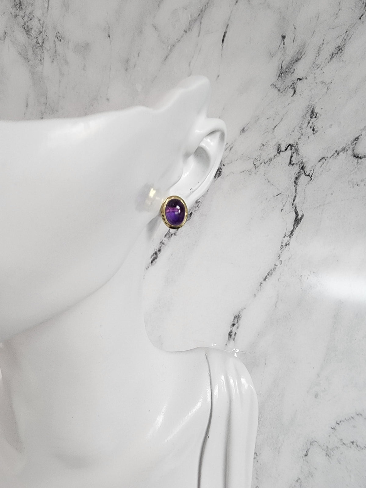 Amethyst Cabochon Studs 14k Yellow Gold