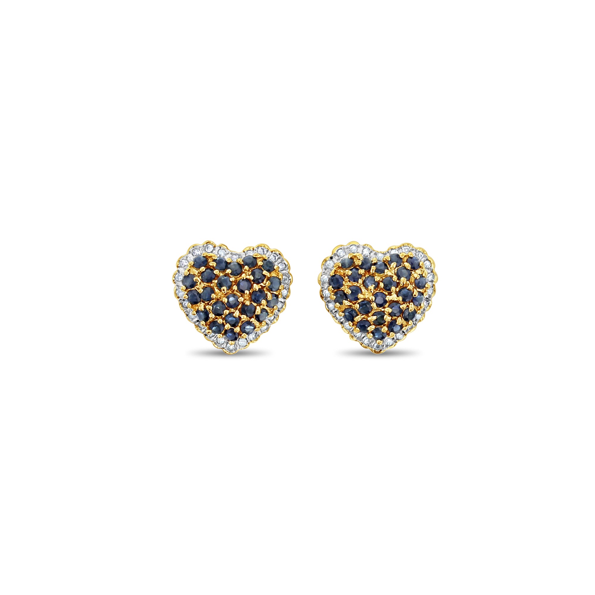 3 Carat Heart Shaped Sapphire & Diamond Earrings