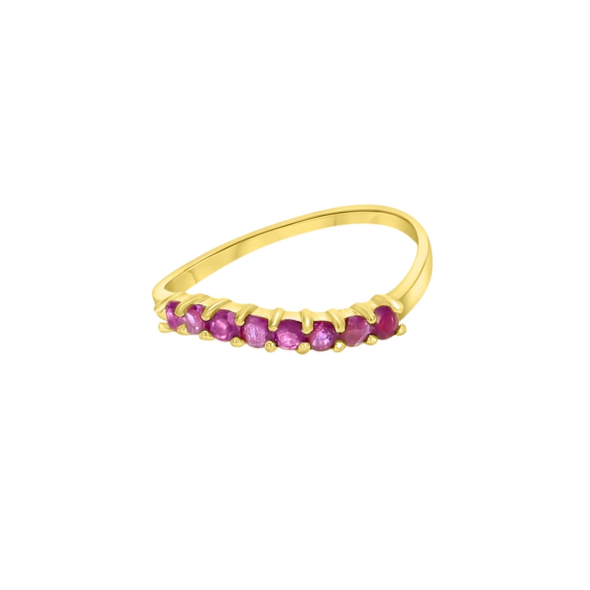 Emerald, Ruby or Sapphire Stackable Rings 14k Yellow Gold
