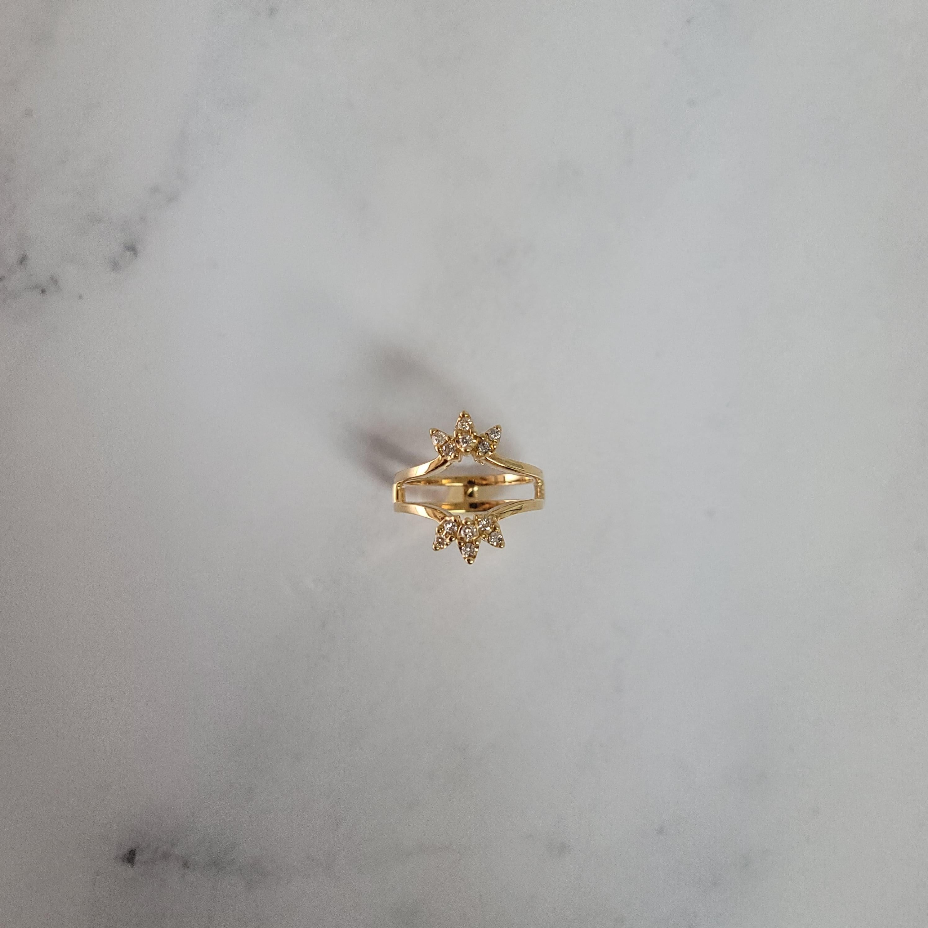 Fan Style Diamond Ring Guard Enhancer 14k Yellow Gold