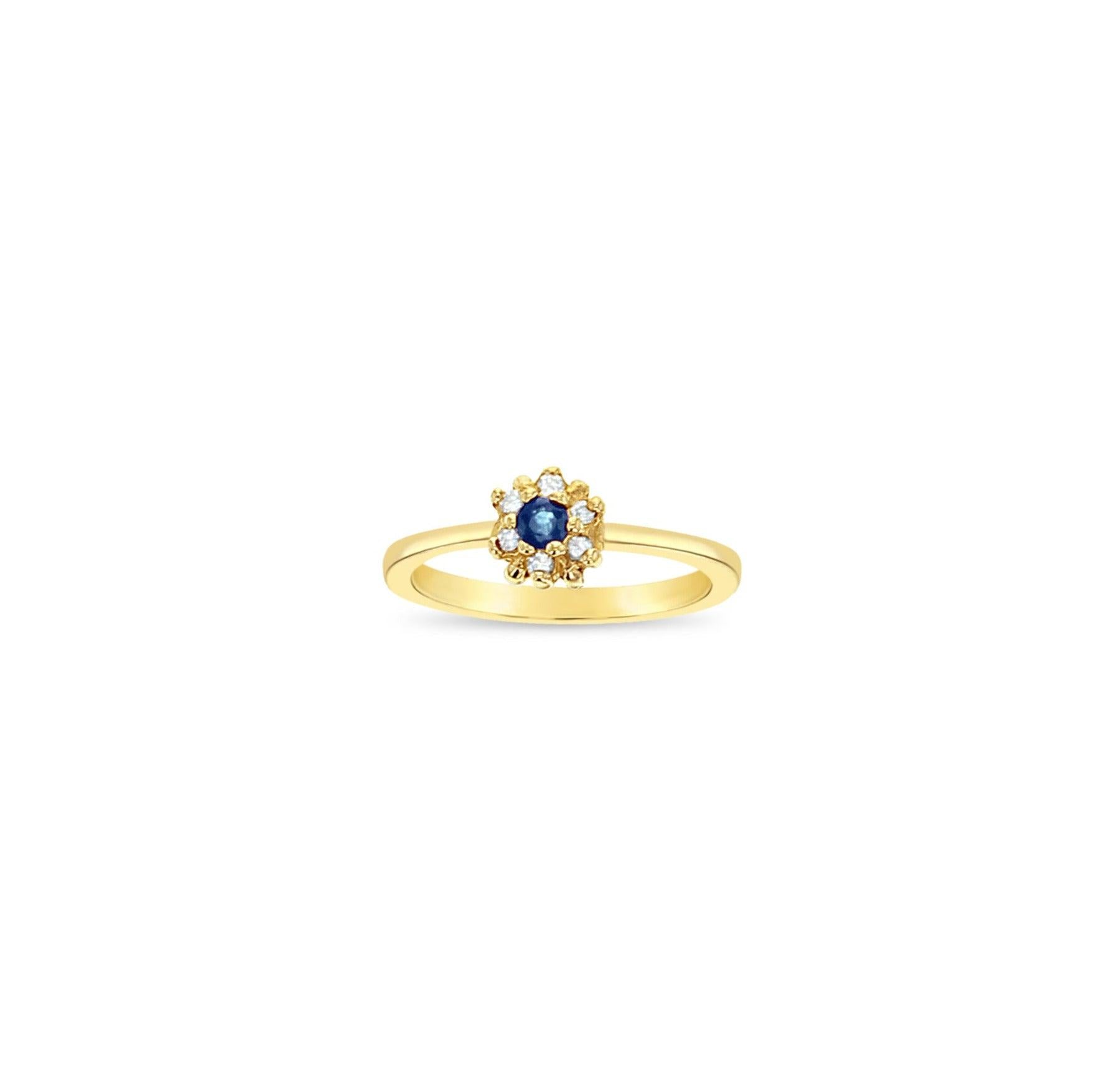 Flower Shaped Sapphire or Ruby Ring 14K Yellow Gold