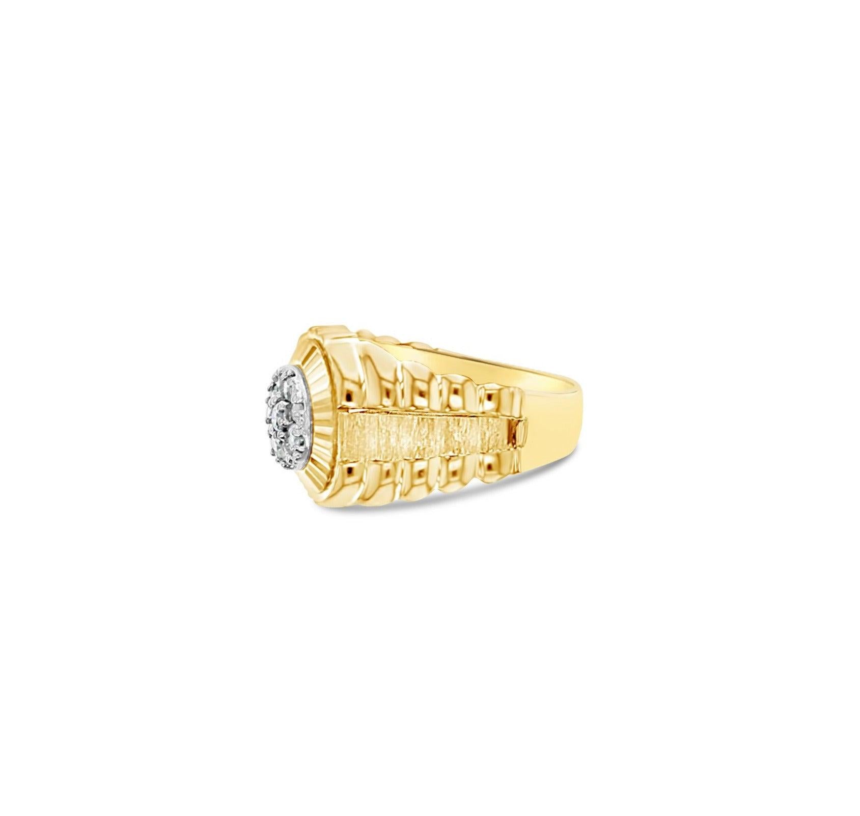 Fluted Bezel Rolex Style Presidential Style Diamond Cluster Ring