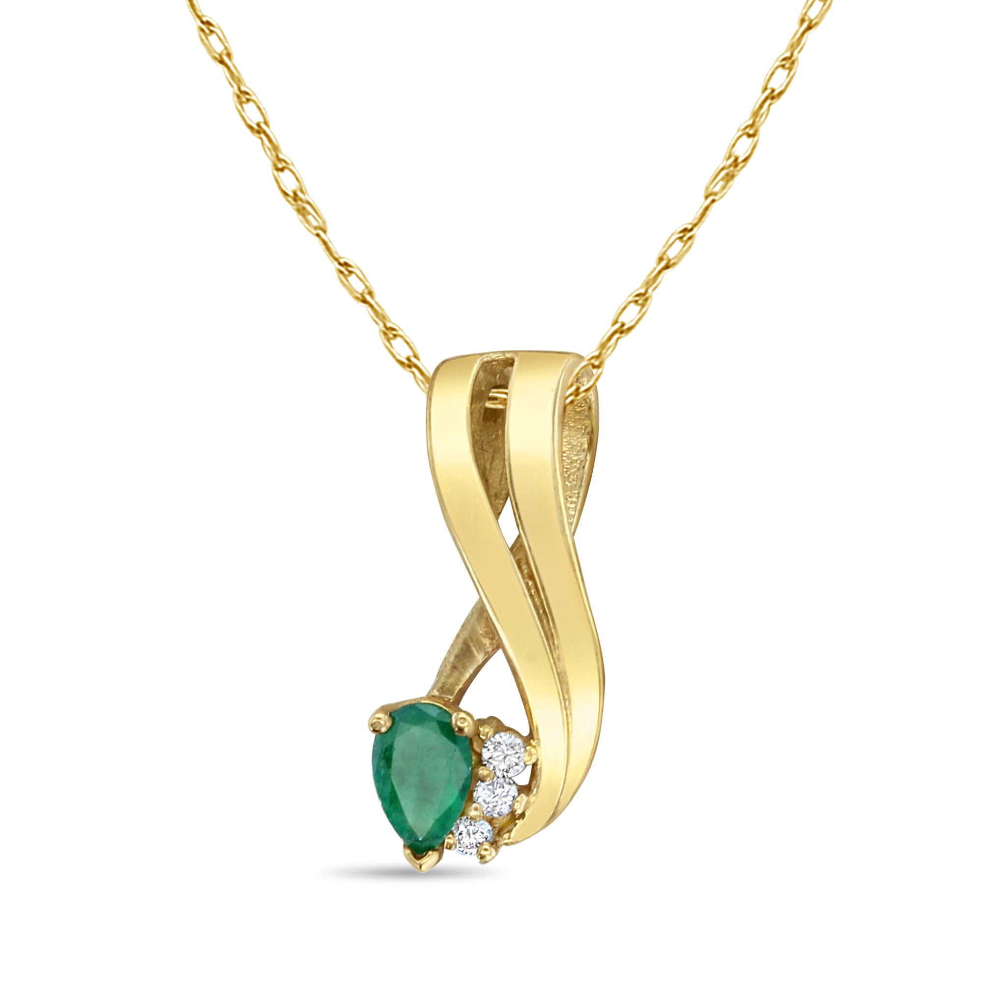 Emerald & Diamond Vintage Style Necklace14k Yellow Gold